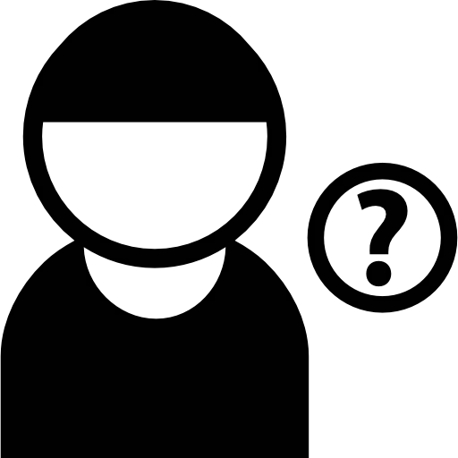 Black Unknown Person Icon with Question Mark