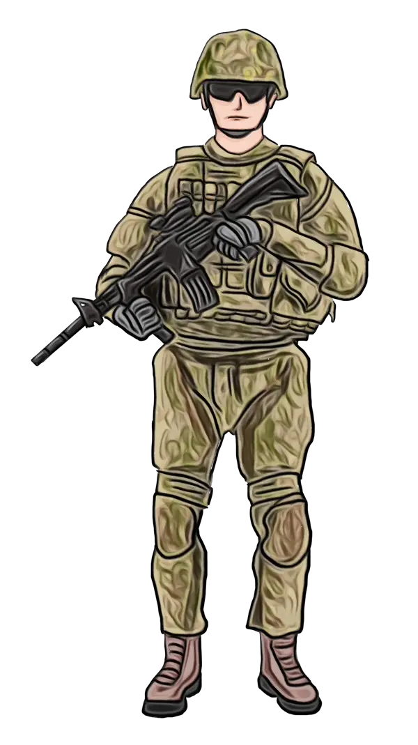 Cartoon Military Soldier in Tactical Gear