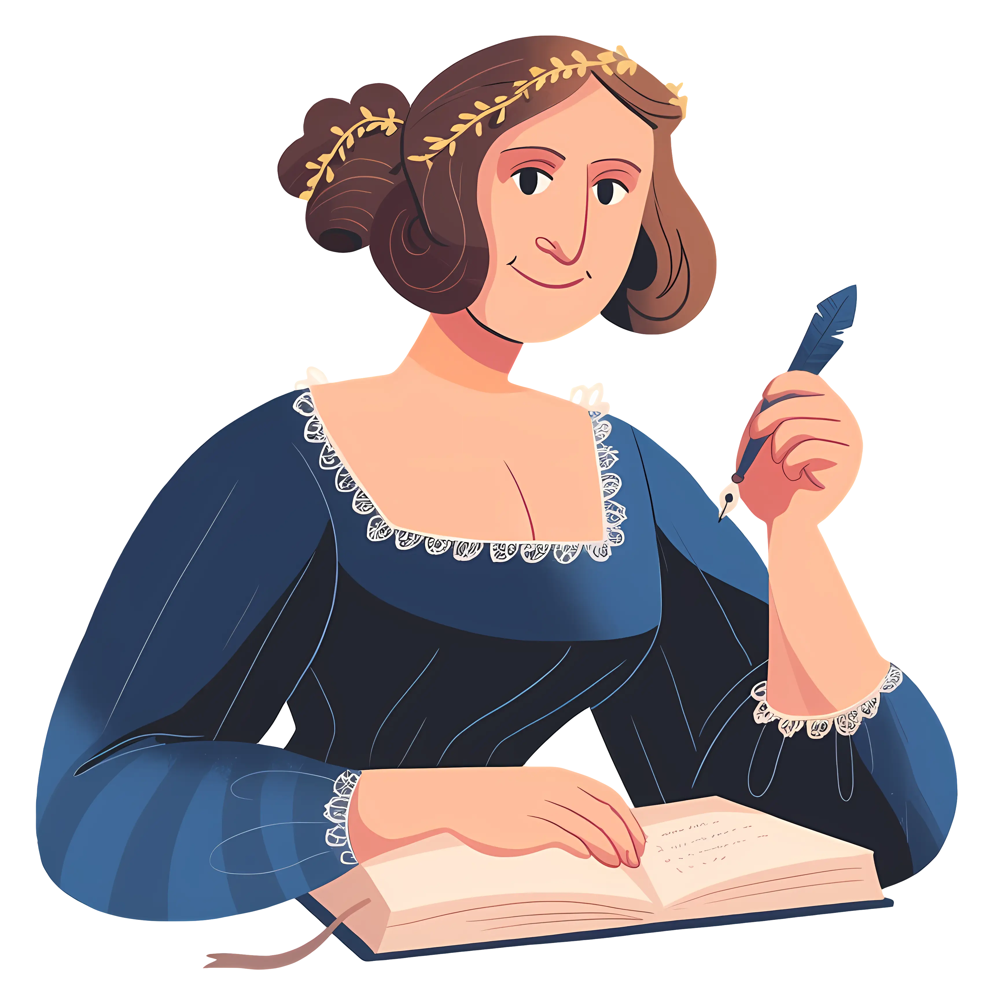 Elegant Woman Writing with Quill