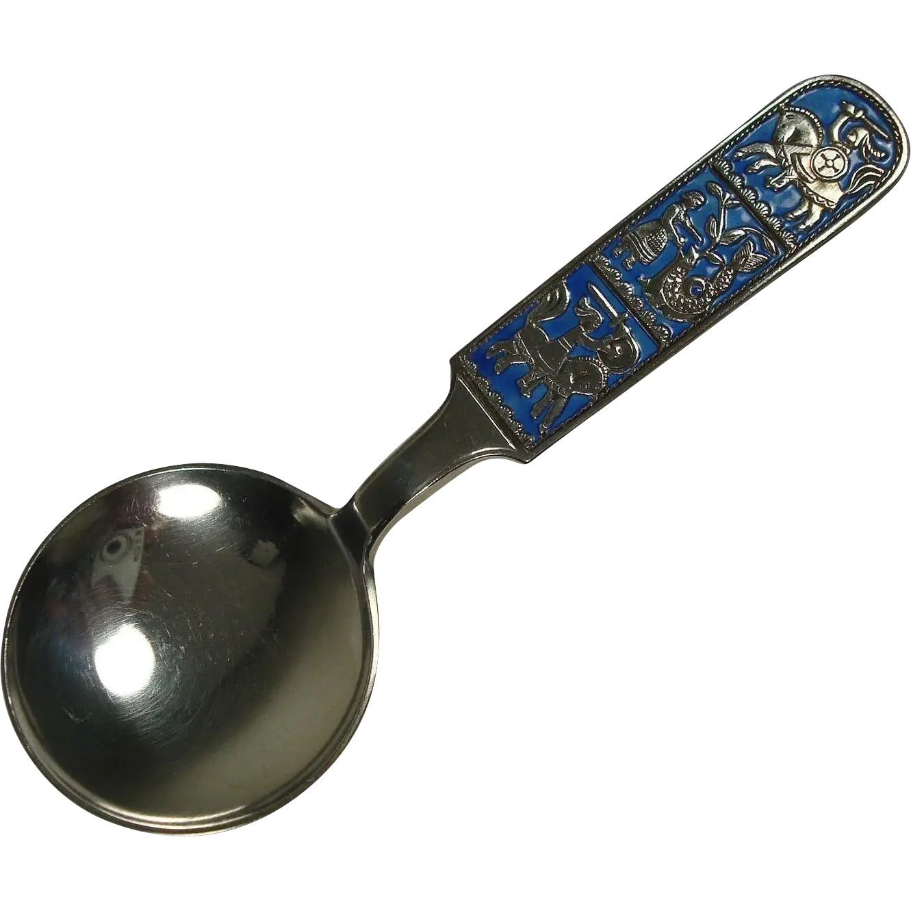 Ornate Decorative Spoon with Blue Handle