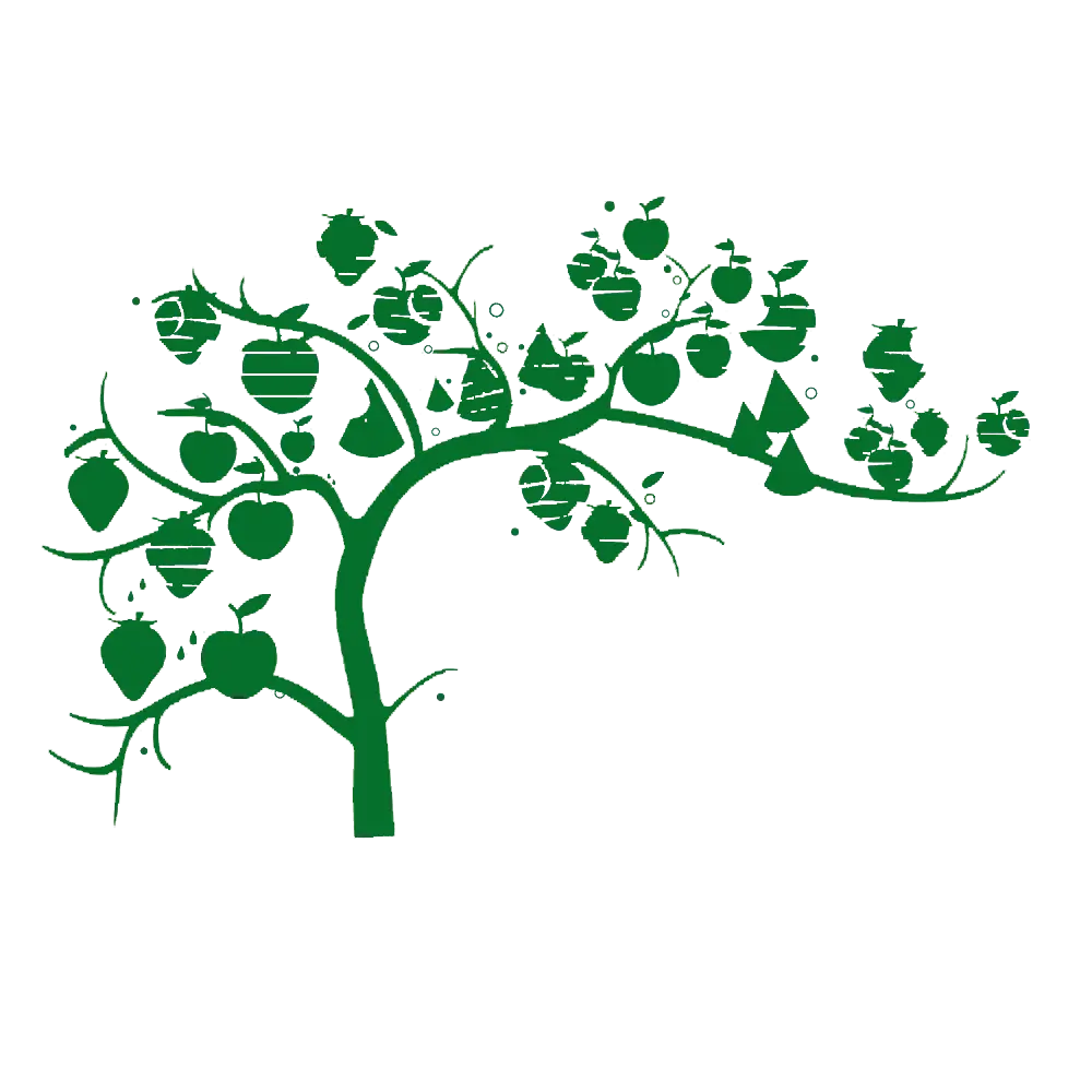 Stylized Apple Tree with Various Fruits