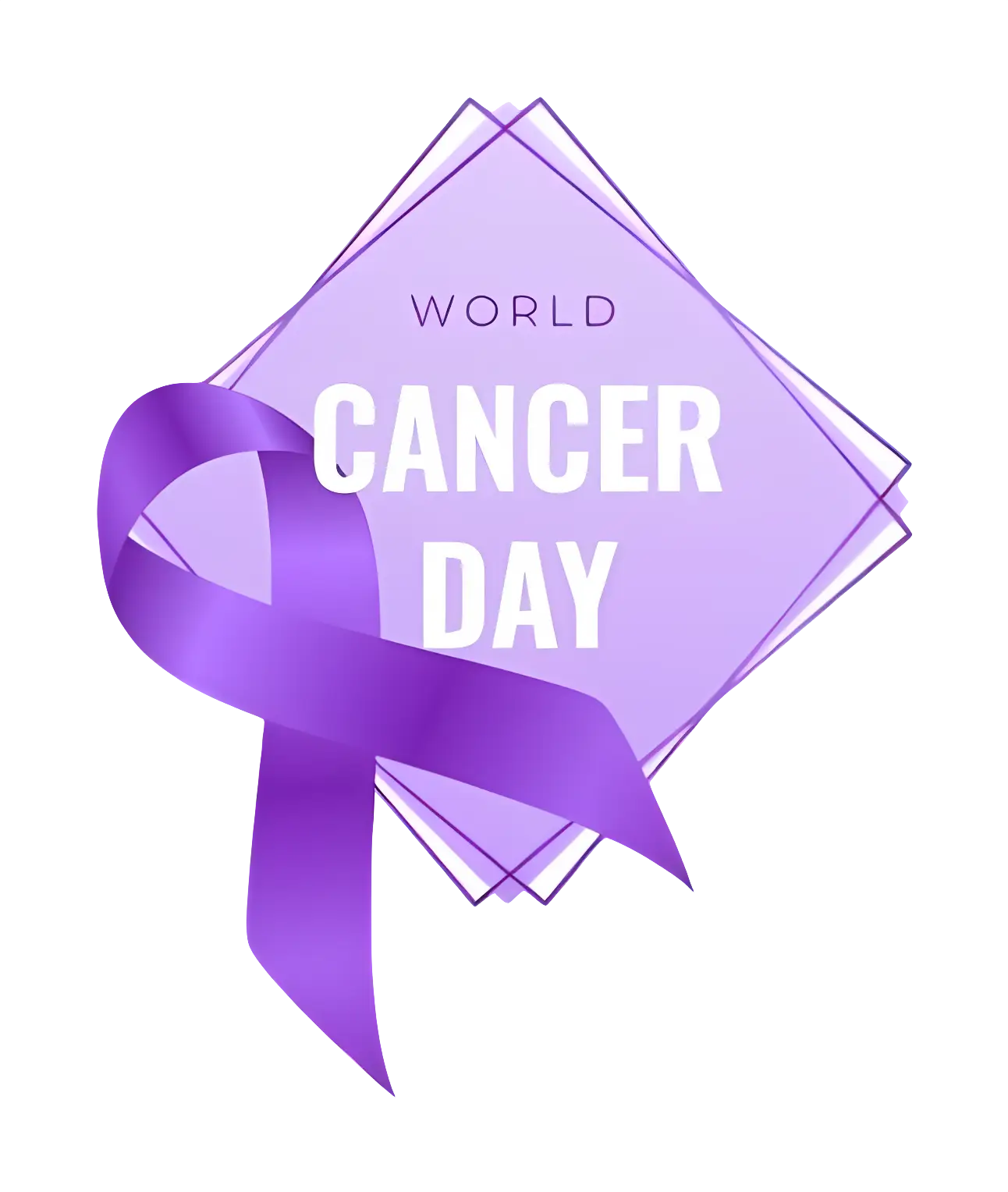 World Cancer Day Logo with Purple Ribbon