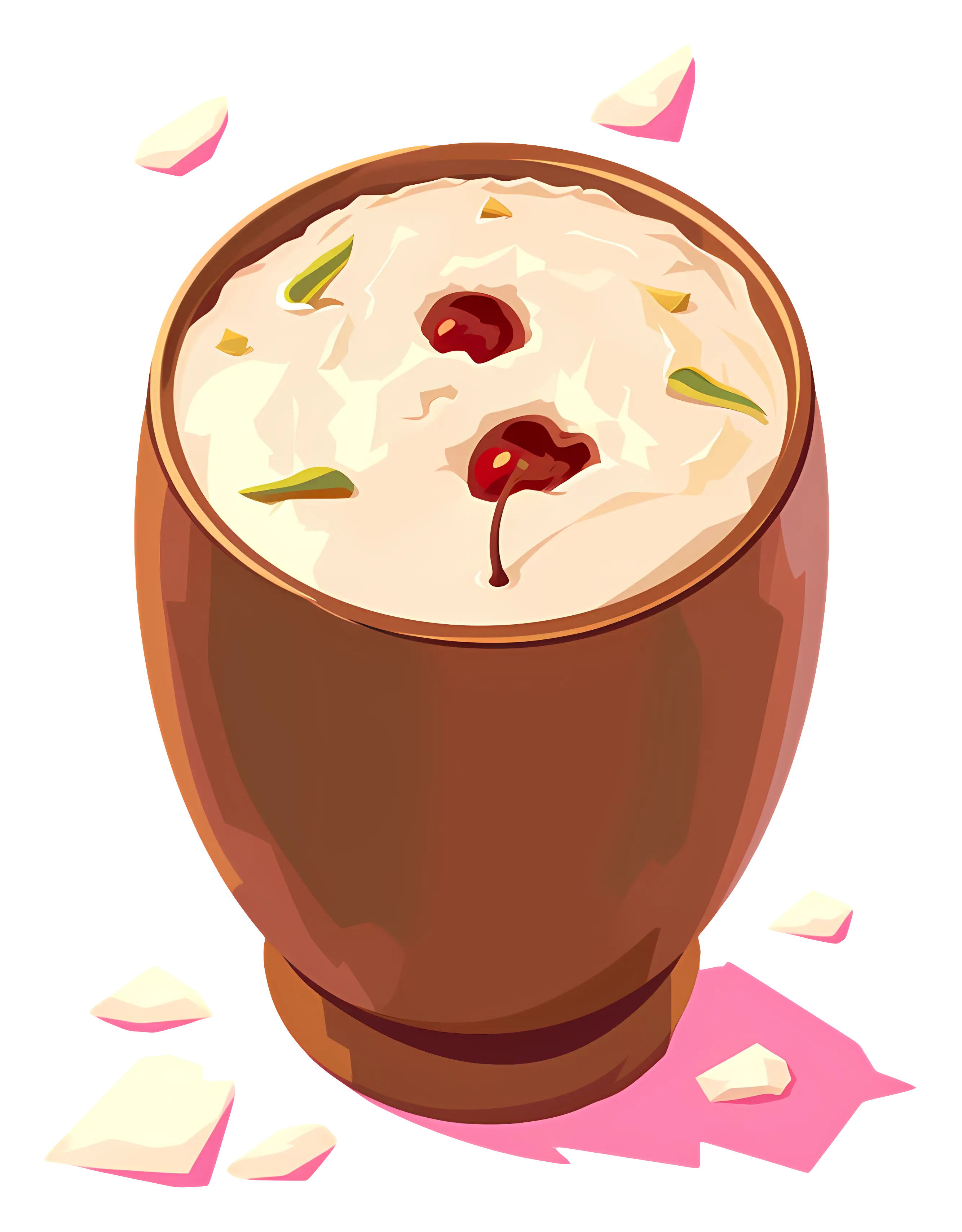 Creamy Dessert with Cherries in Cup