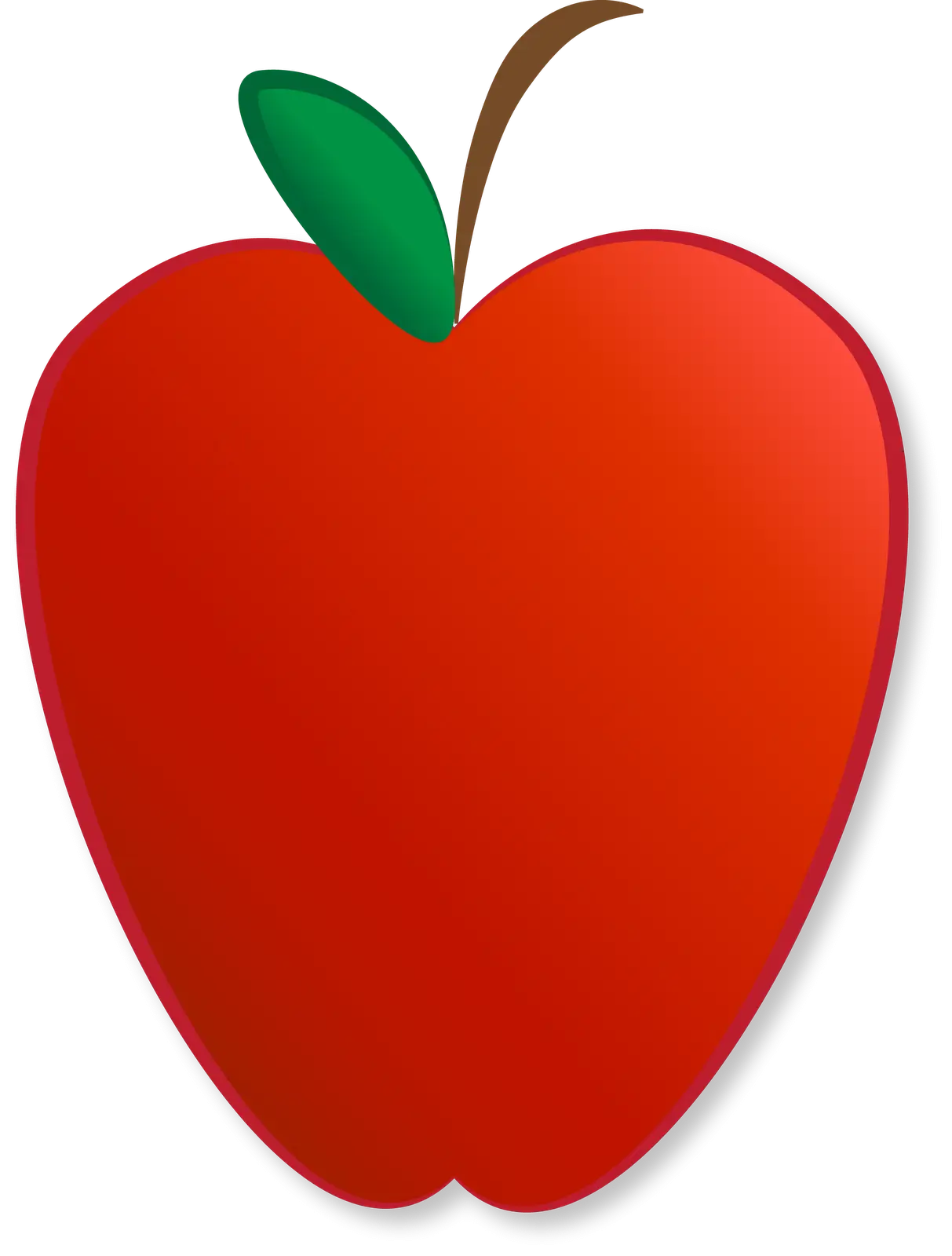 Red Apple Illustration with Leaf