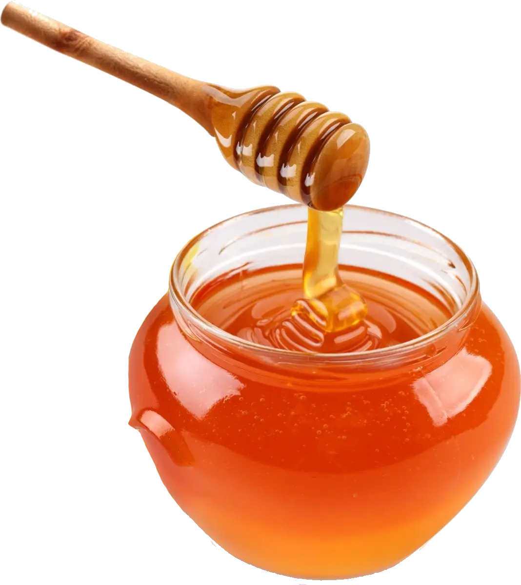 Honey Jar with Wooden Dipper in Golden Color