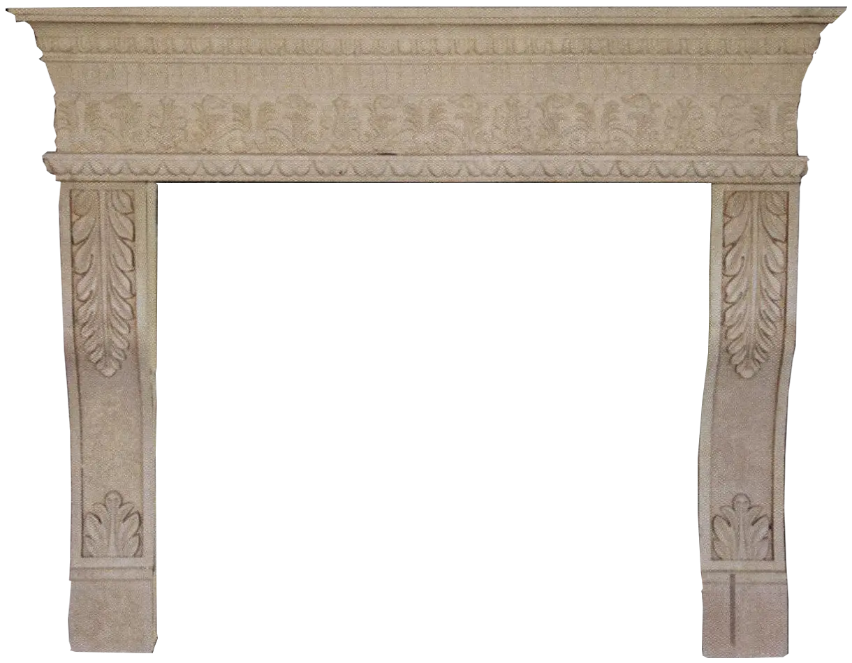 Ornate Stone Fireplace Mantel for Home Interiors