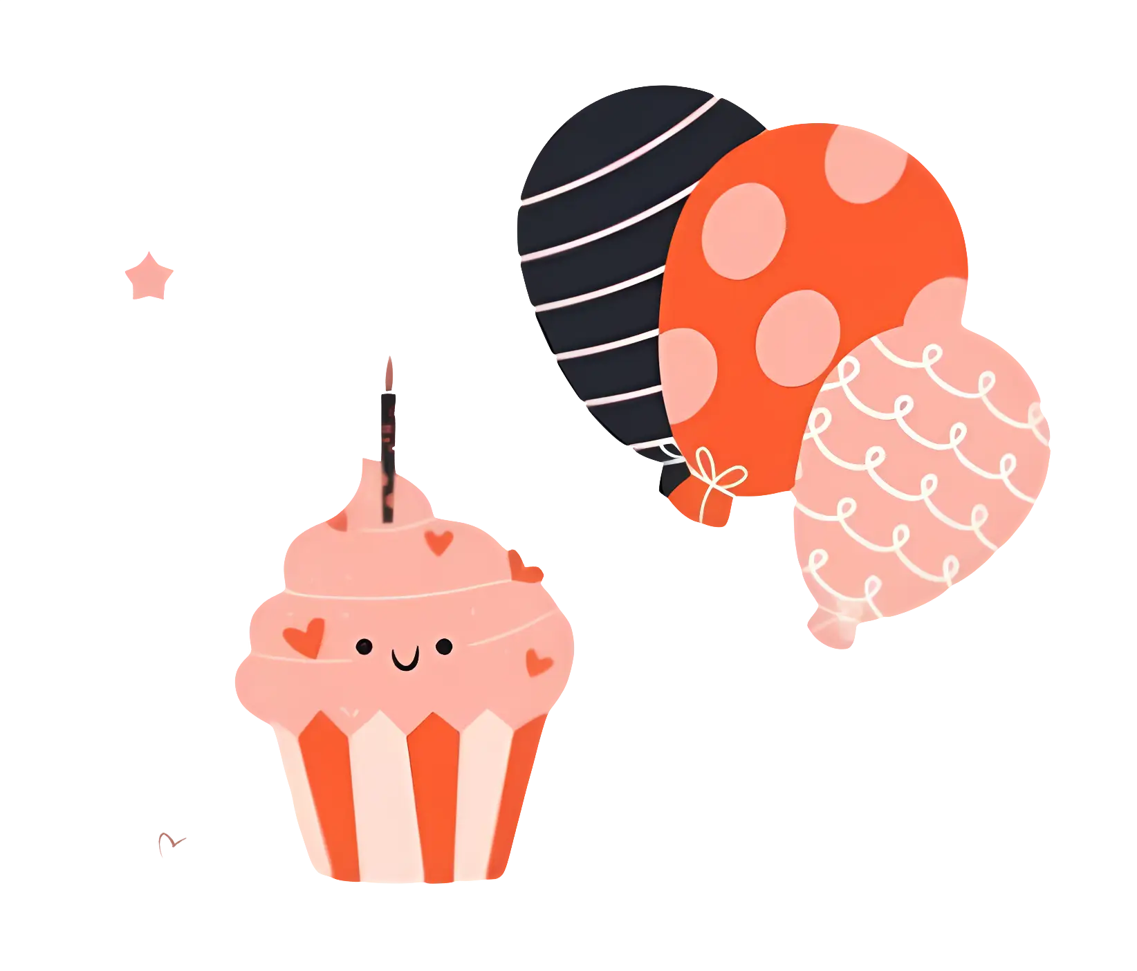 Cute Cupcake with Balloons