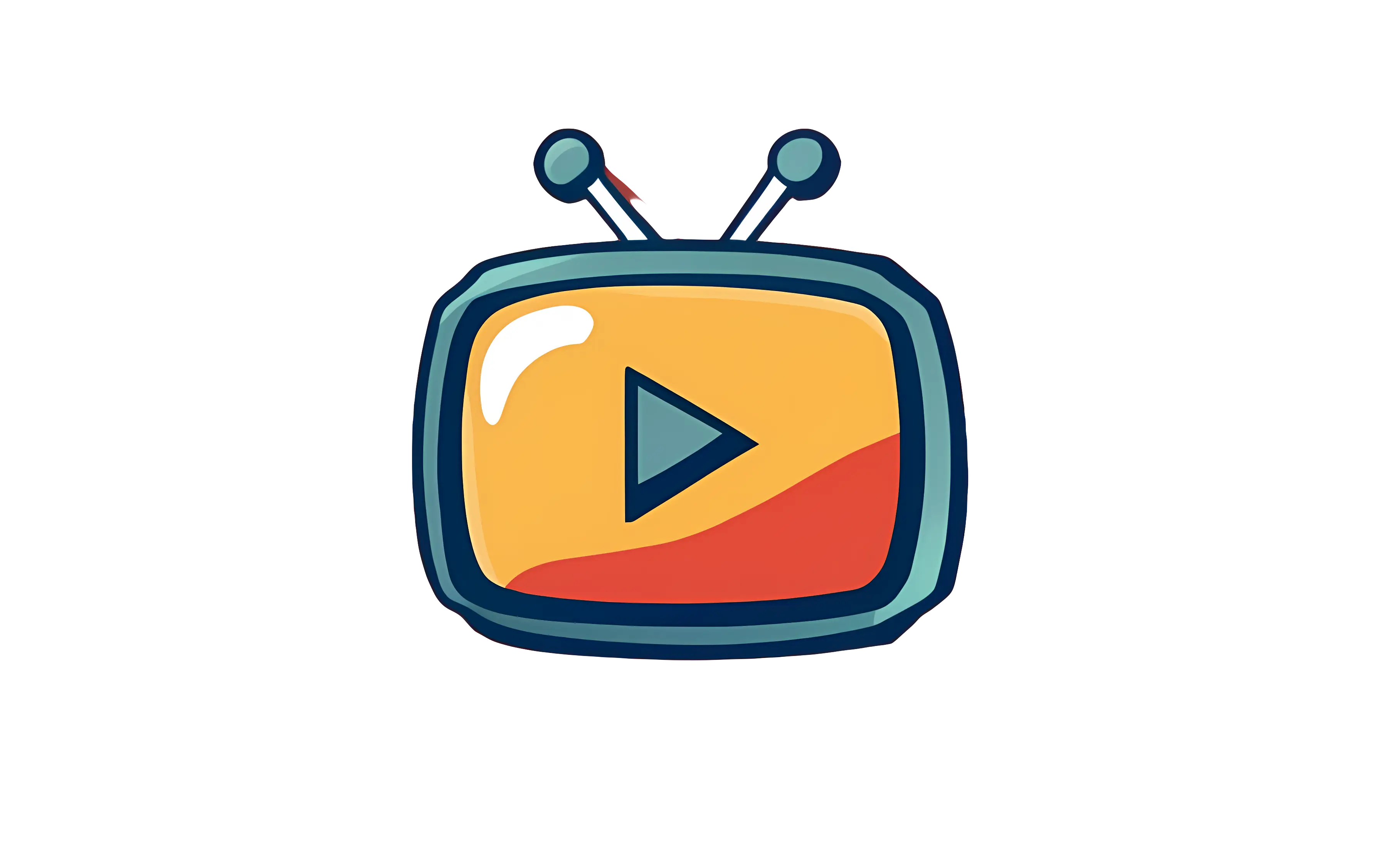Cartoon Television with Play Button