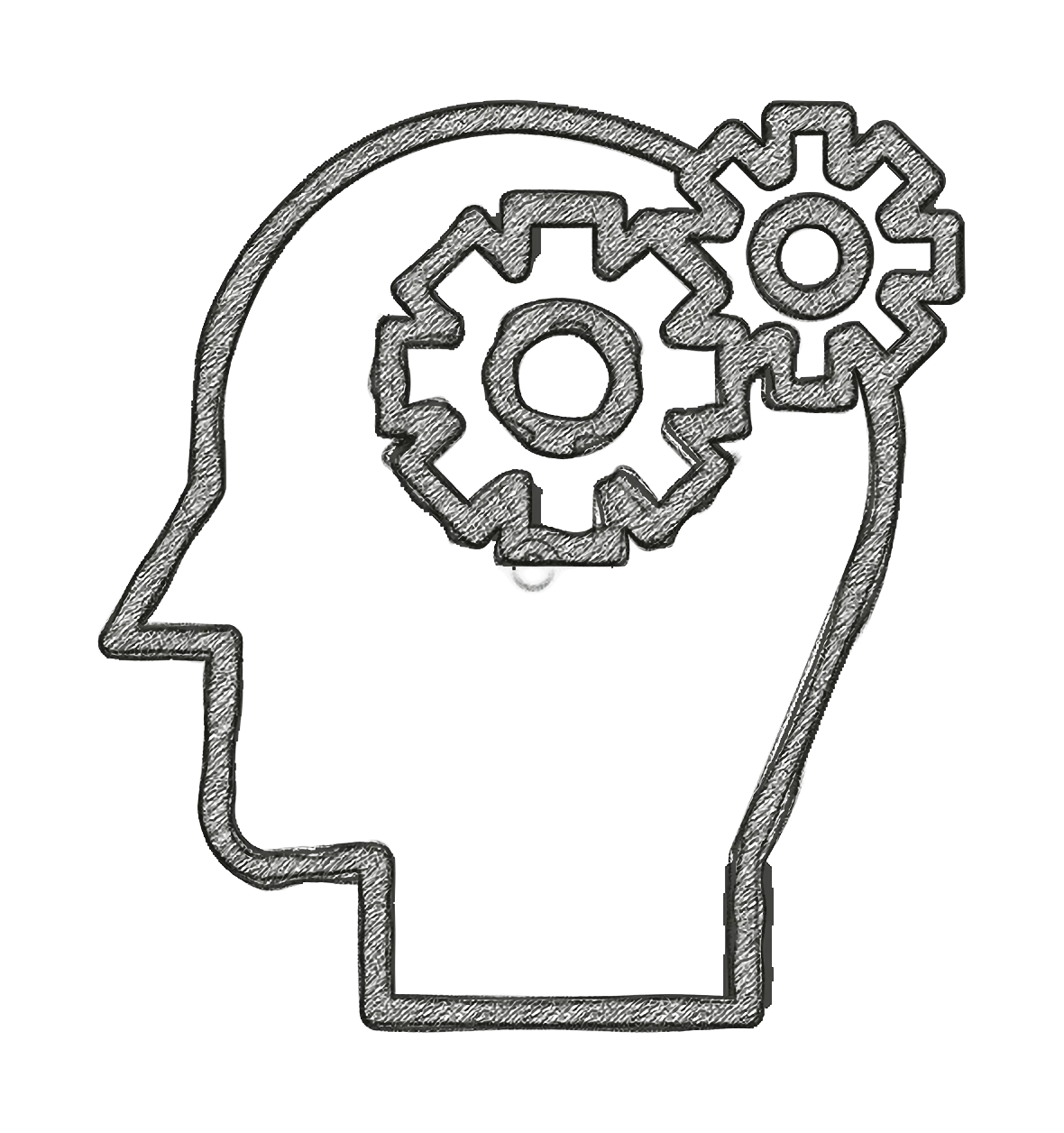 Head Silhouette with Gear Outline