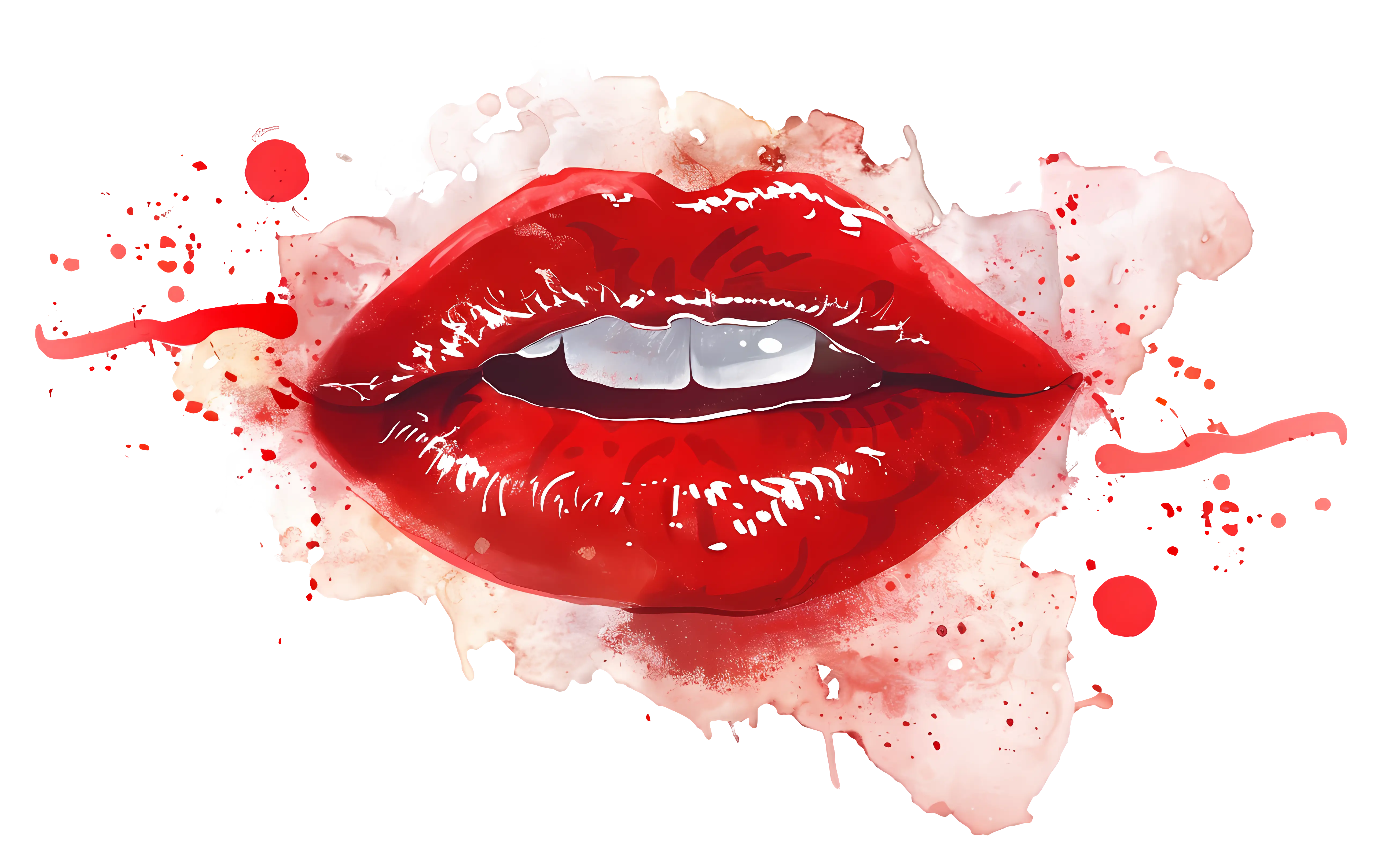 Watercolor Red Lips