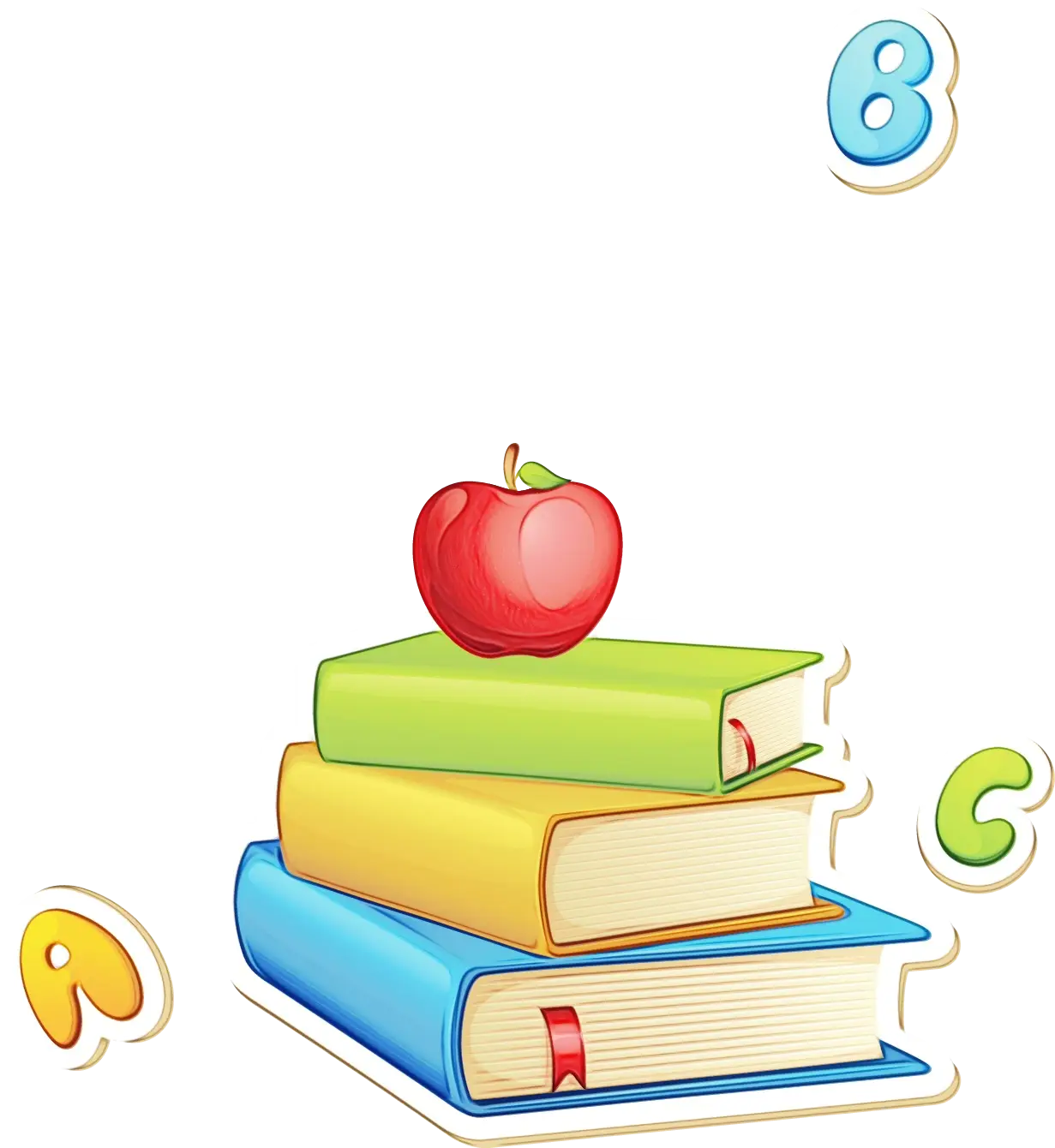 Stack of Books with Apple for Learning
