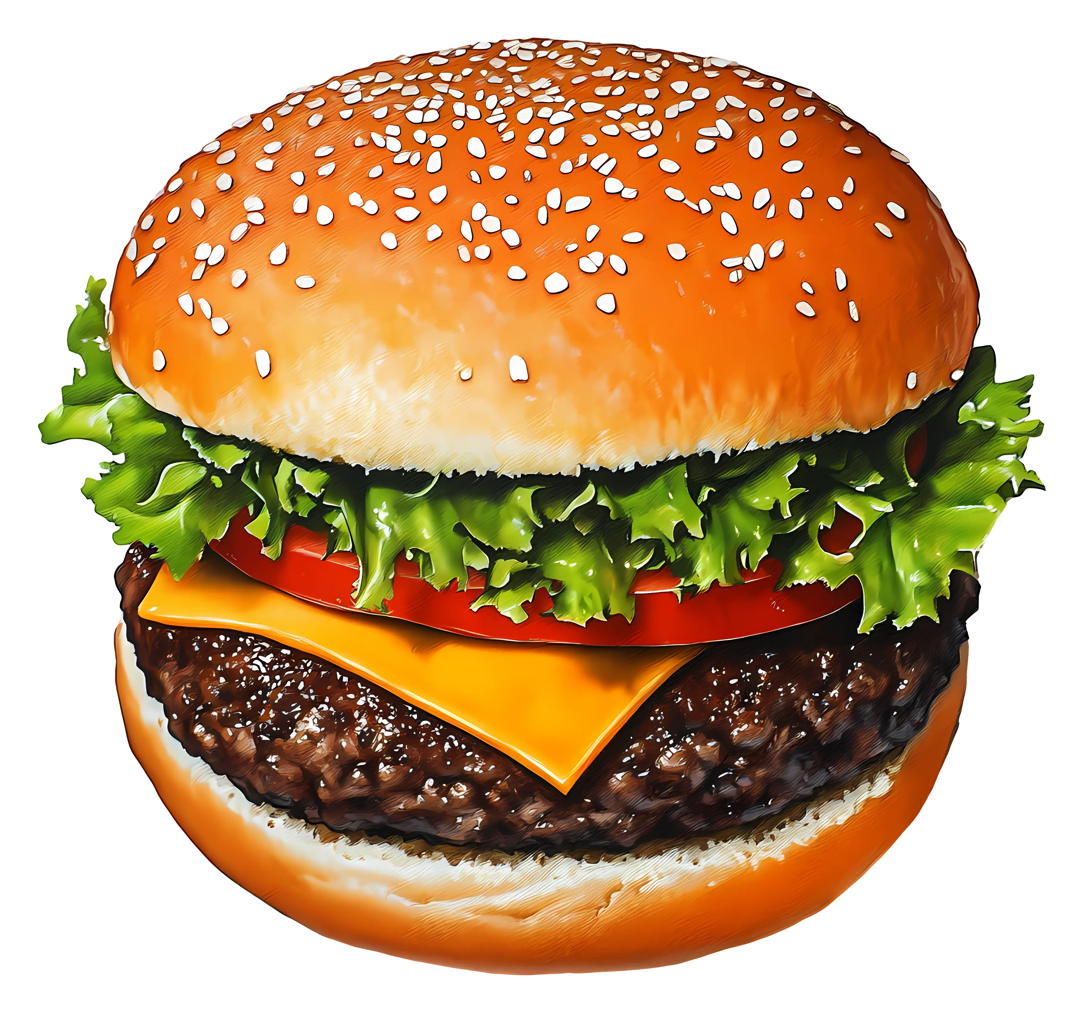 Cheeseburger with Lettuce, Tomato, and Cheese