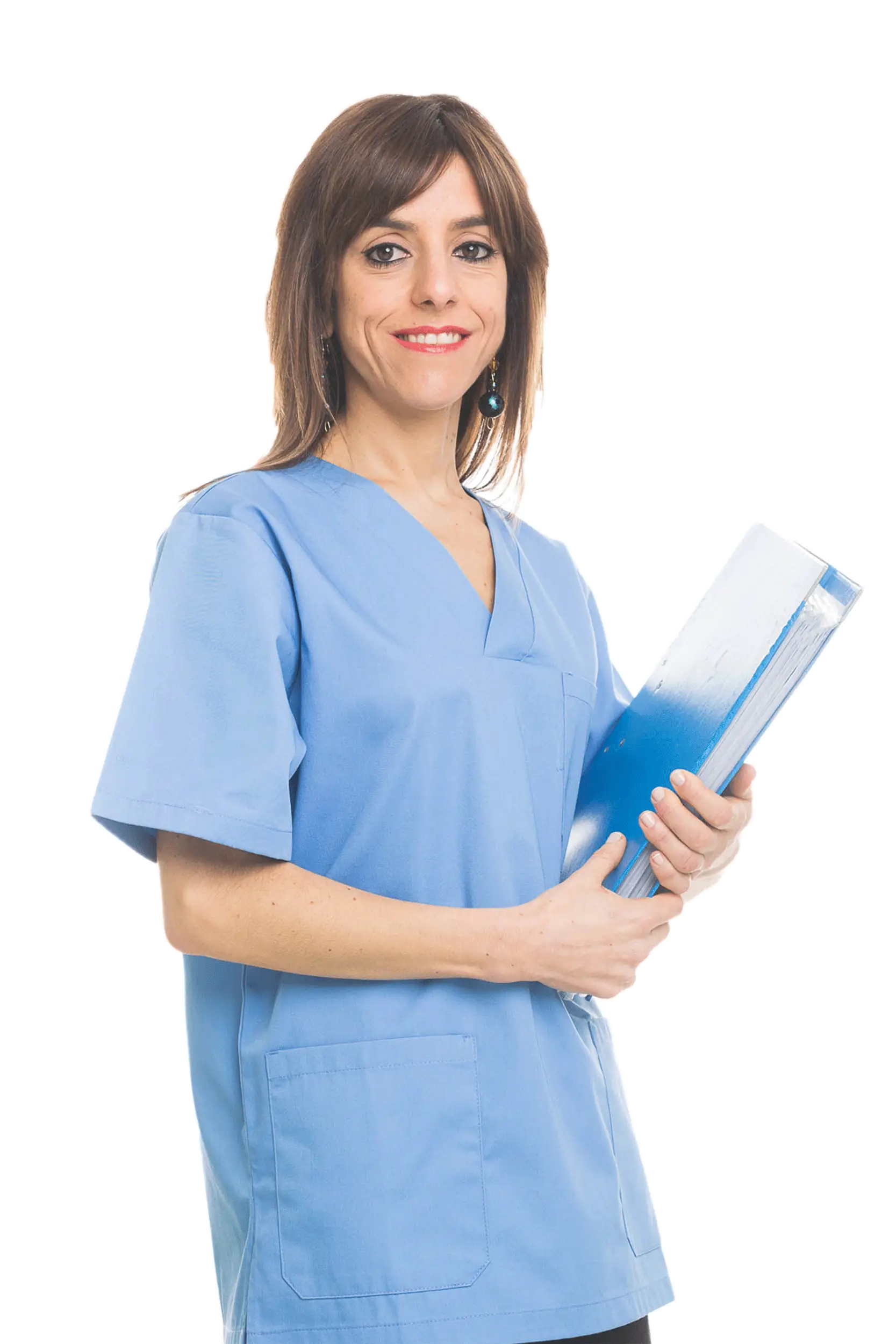 Smiling Nurse Holding a Blue Folder