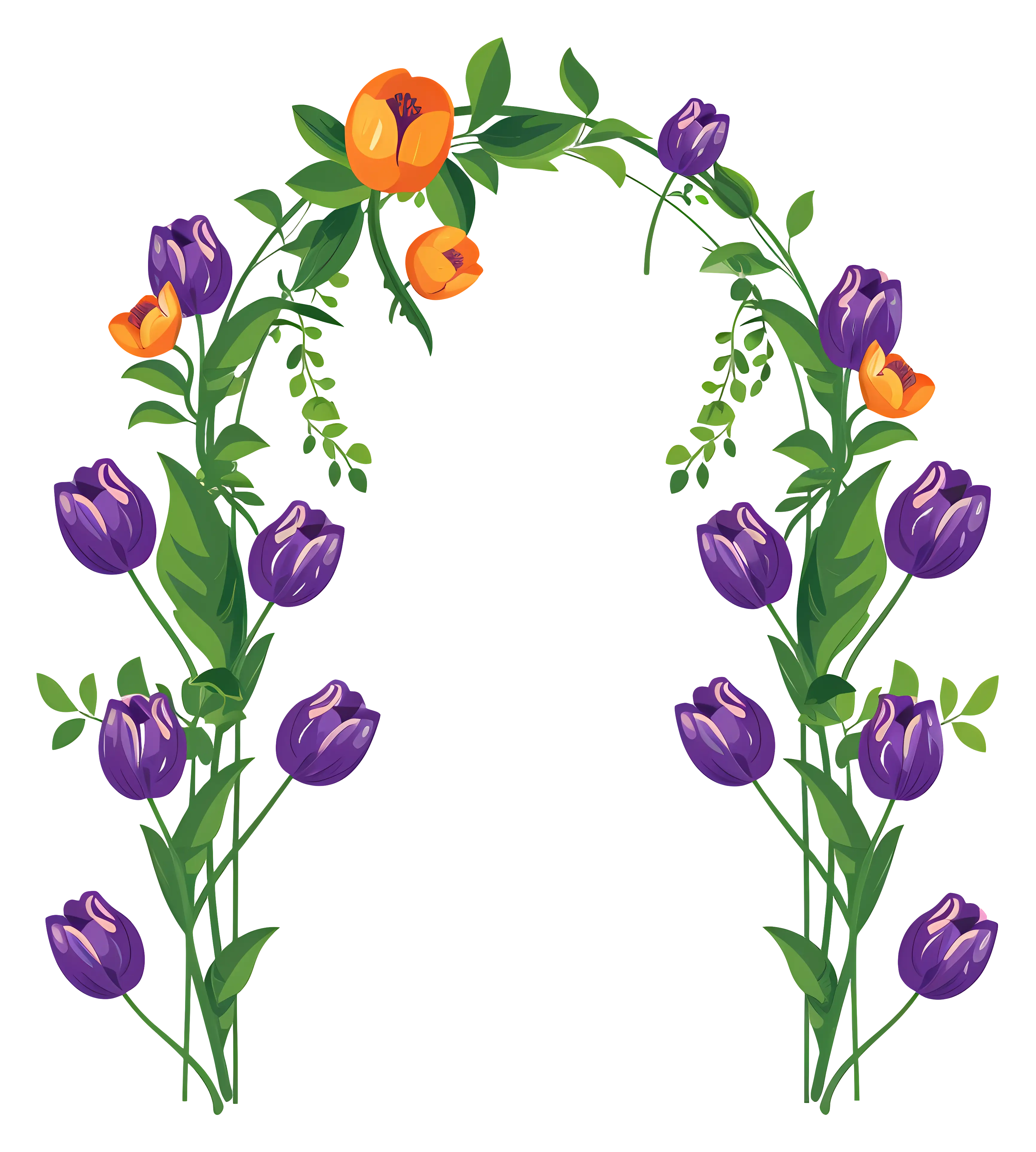 Floral Arch With Purple and Orange Flowers