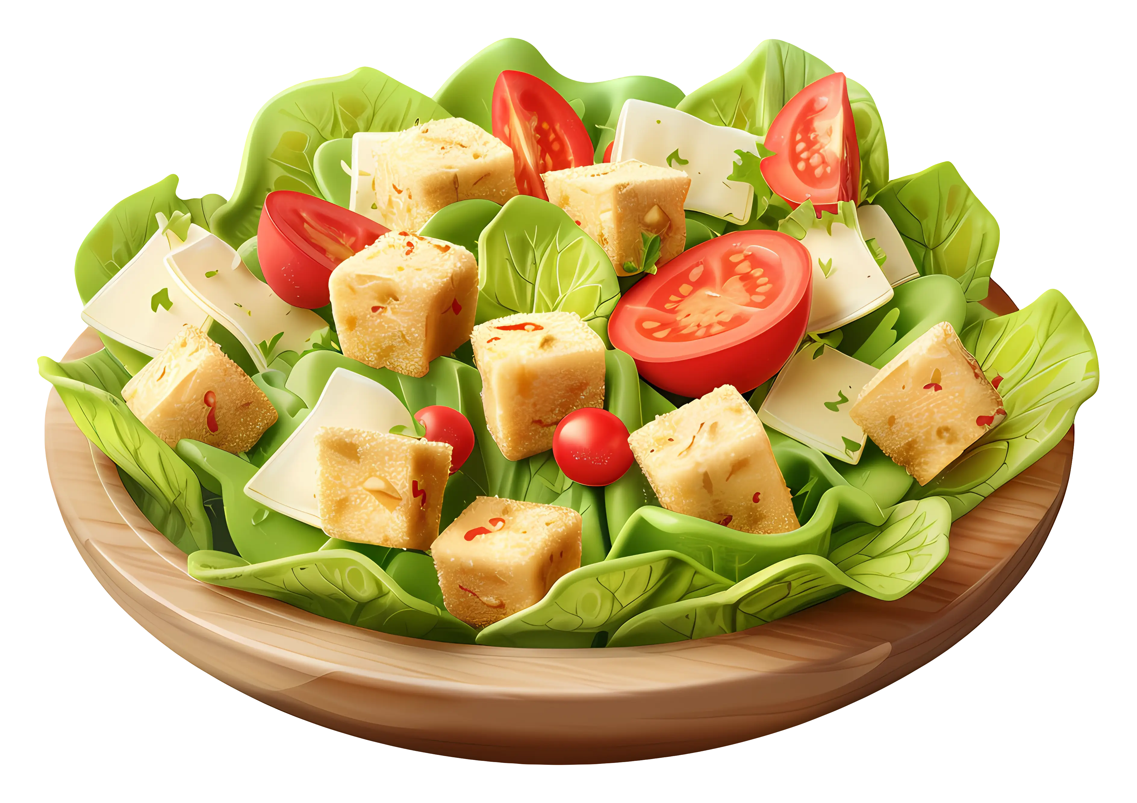 Fresh Salad with Cheese Cubes