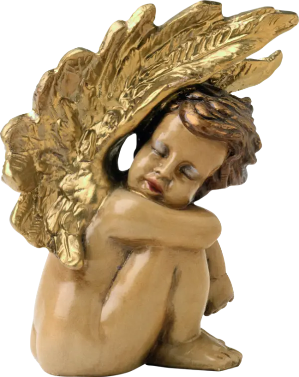 Sleeping Angel Statue with Golden Wings