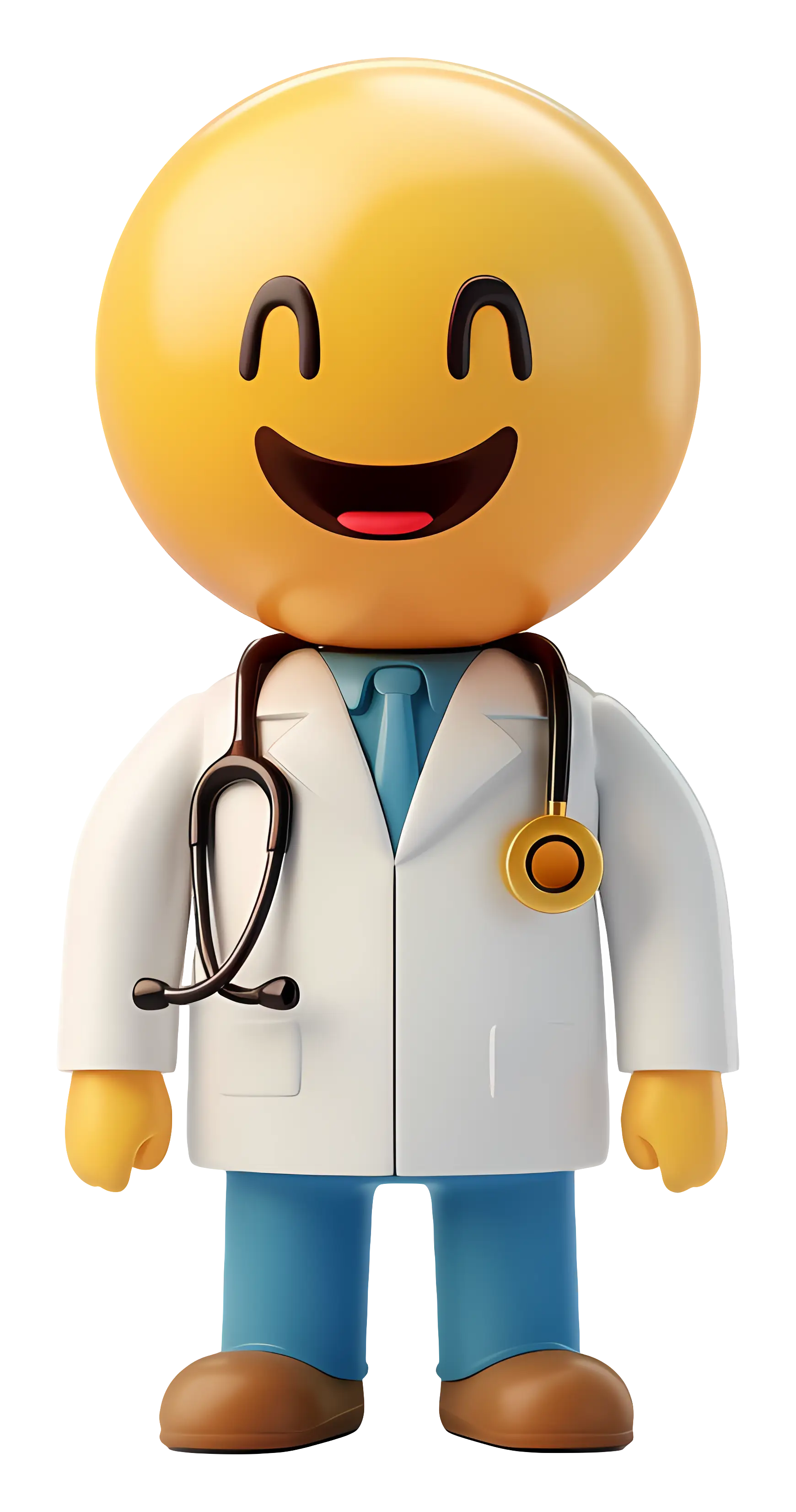 Smiling Cartoon Emoji Doctor Holding Stethoscope