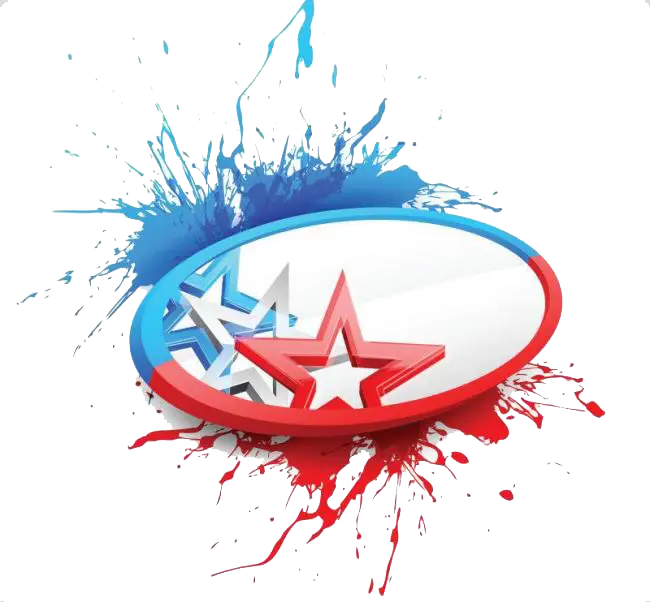 Patriotic Red and Blue Stars Logo