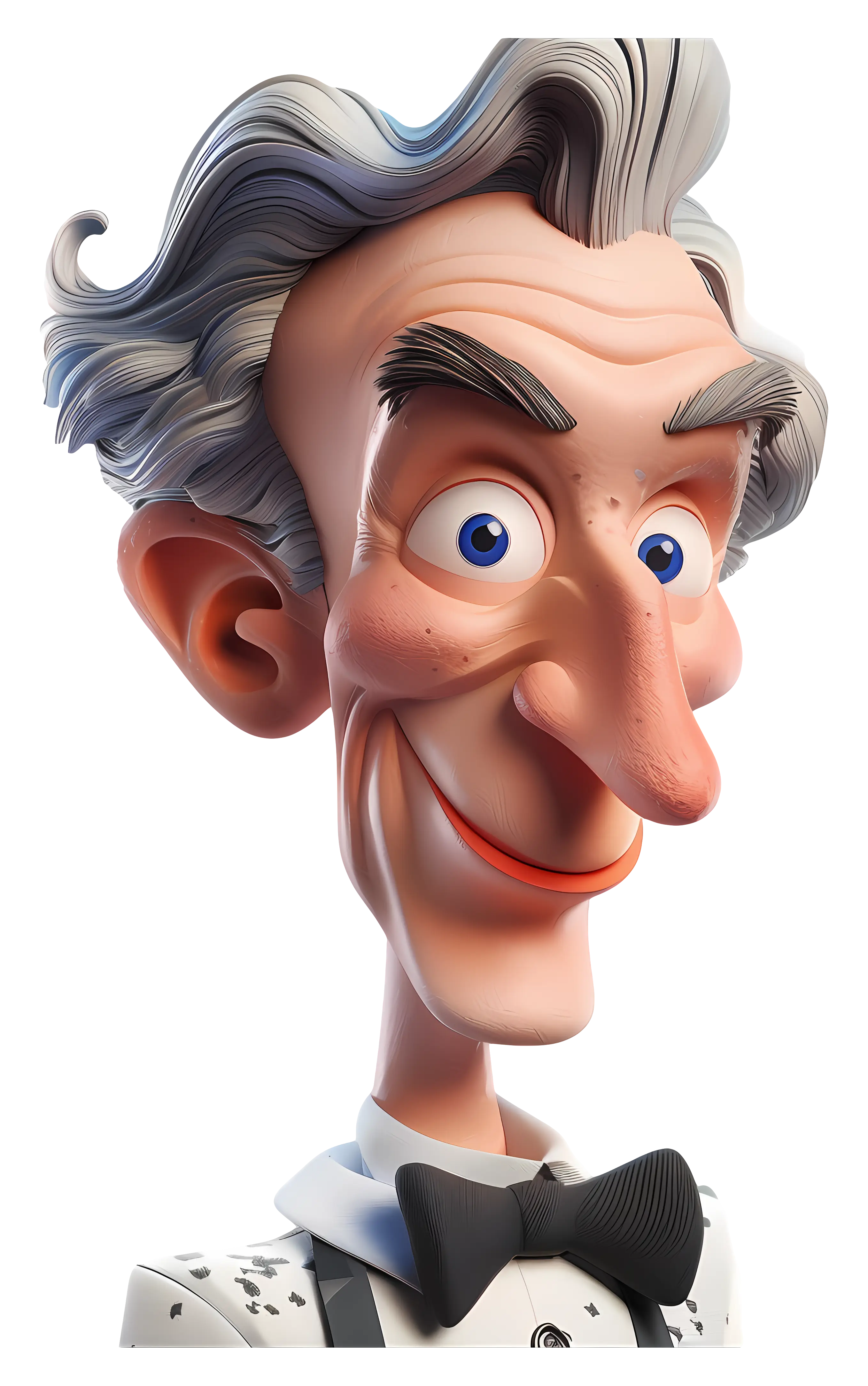 Elderly Cartoon Man with Smile