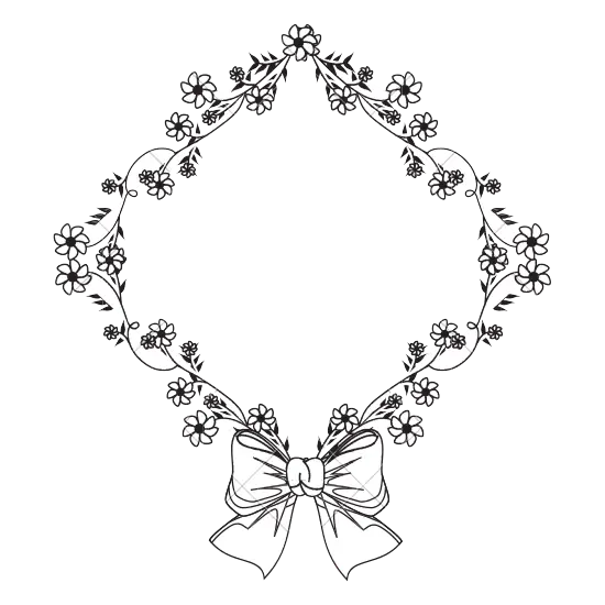 Floral Decorative Frame with Bow Ornament