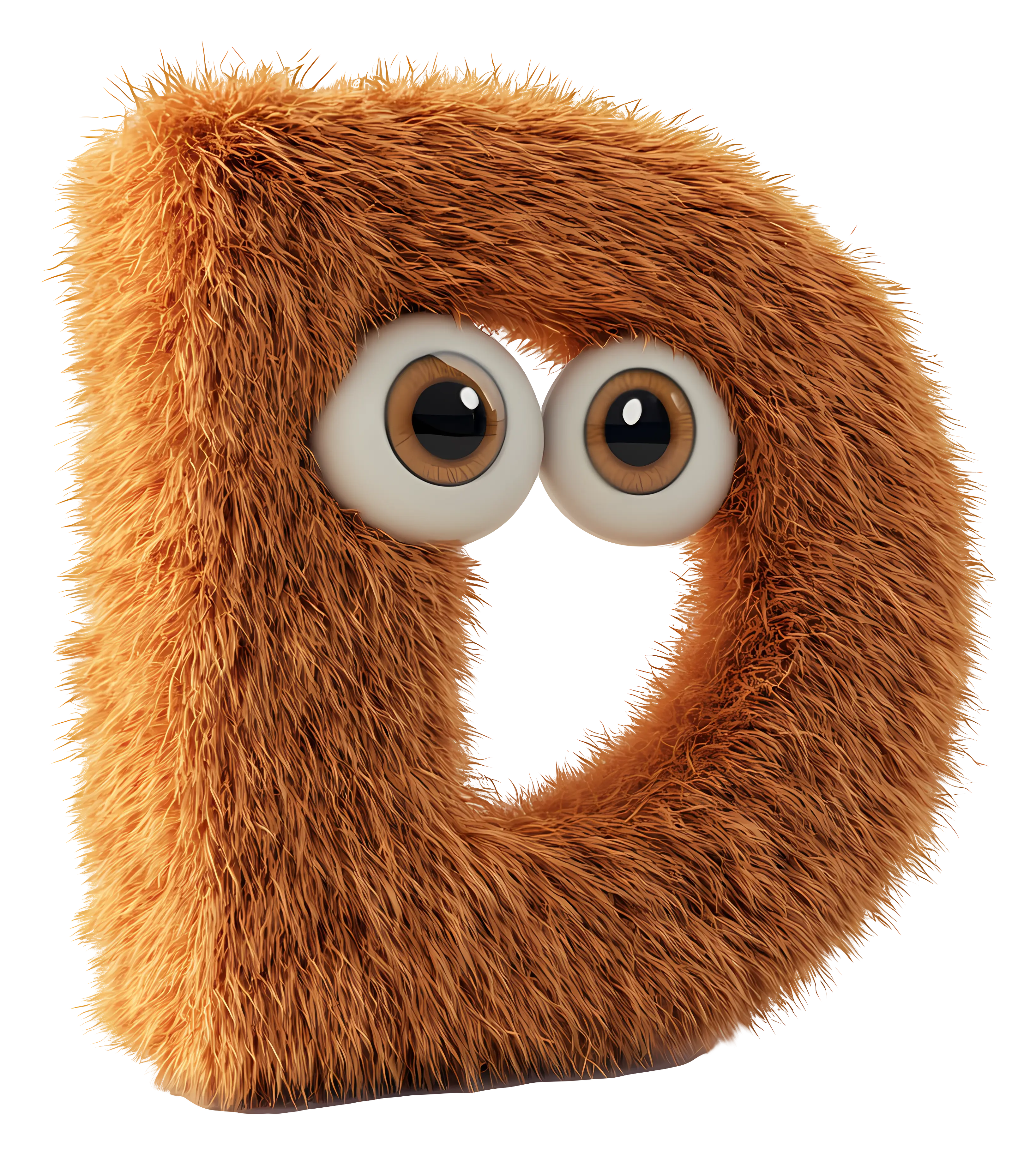 Furry Letter D with Big Eyes