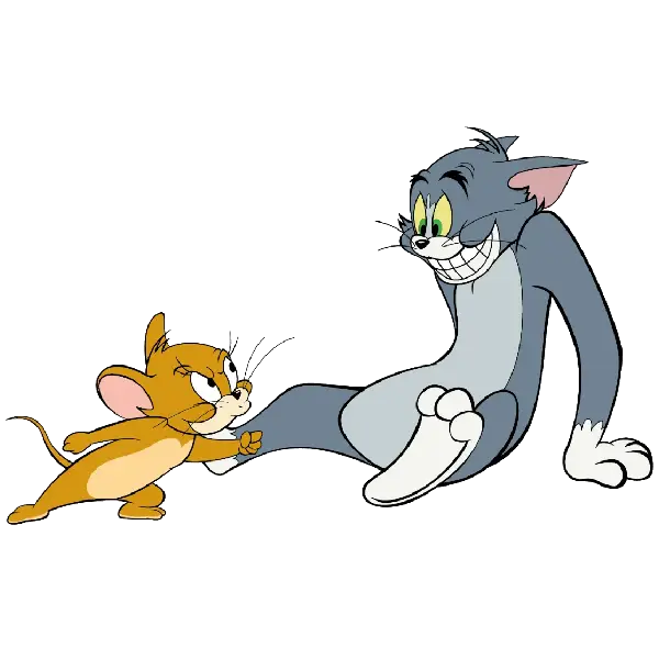 Cartoon Cat and Mouse in Funny Interaction
