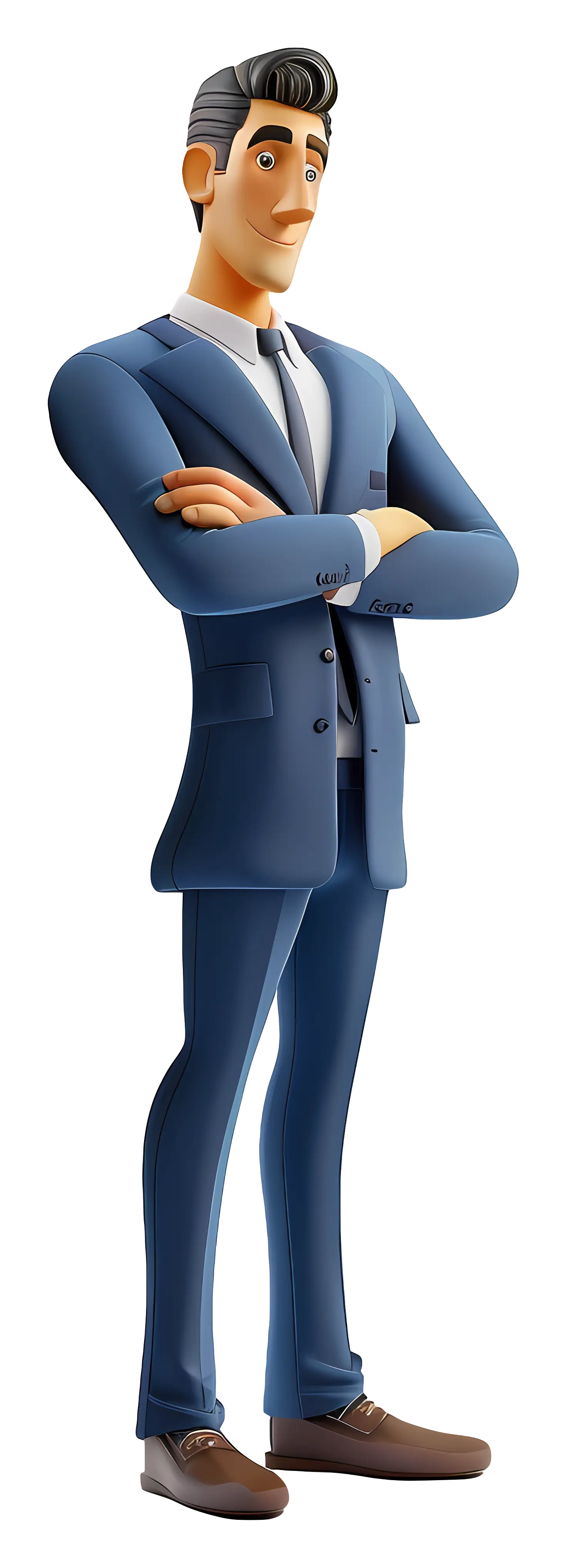 Cartoon Businessman in Blue Suit