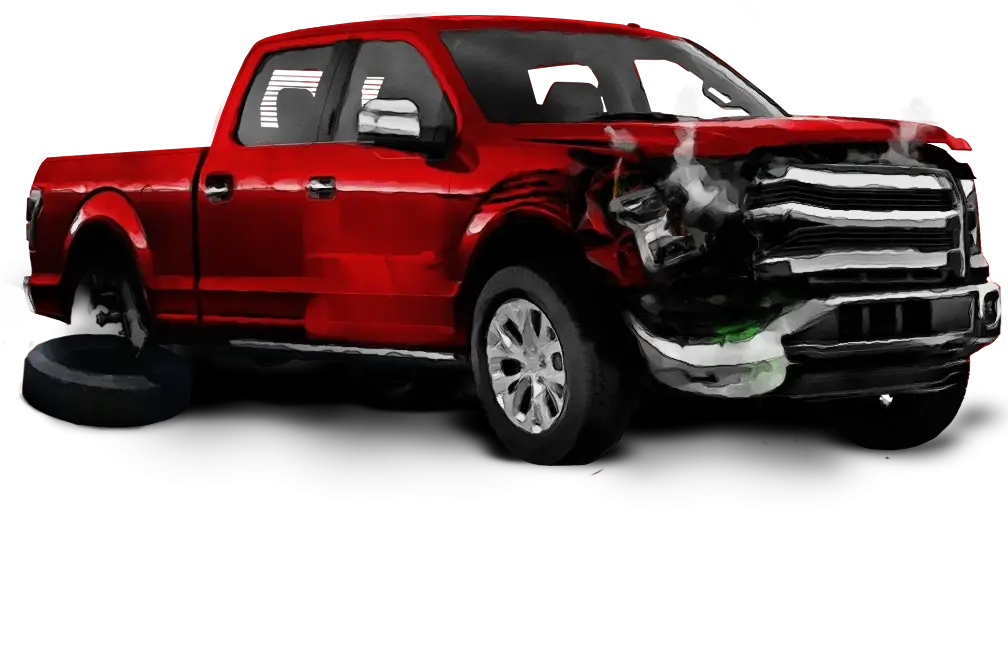 Damaged Red Pickup Truck Illustration