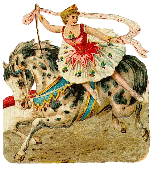 Circus Performer on Horse in Colorful Costume