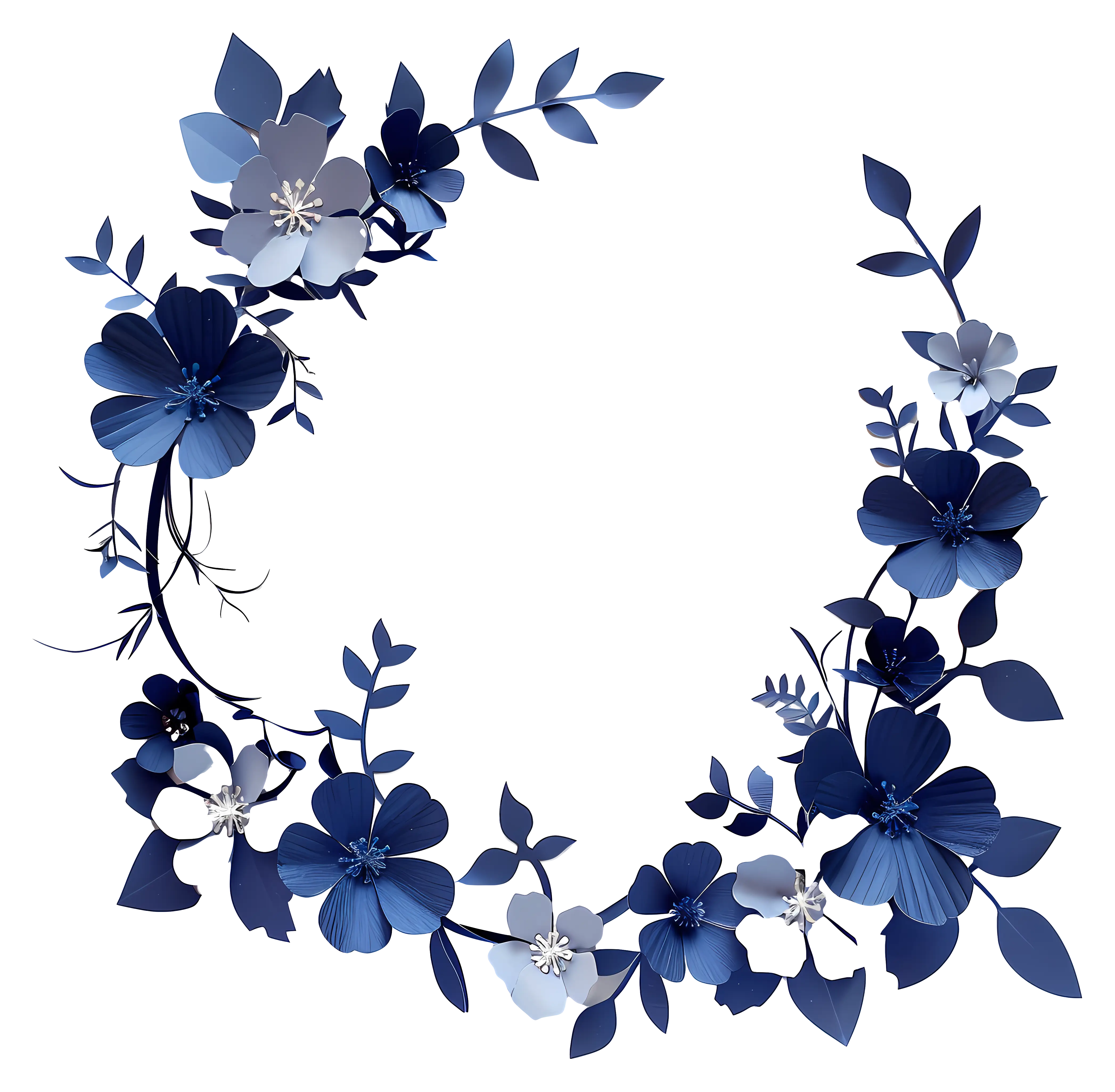 Circular Floral Arrangement with Blue Tones