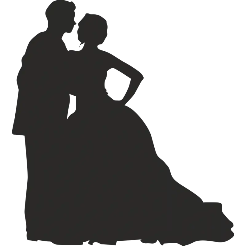 Silhouette Illustration of a Romantic Couple