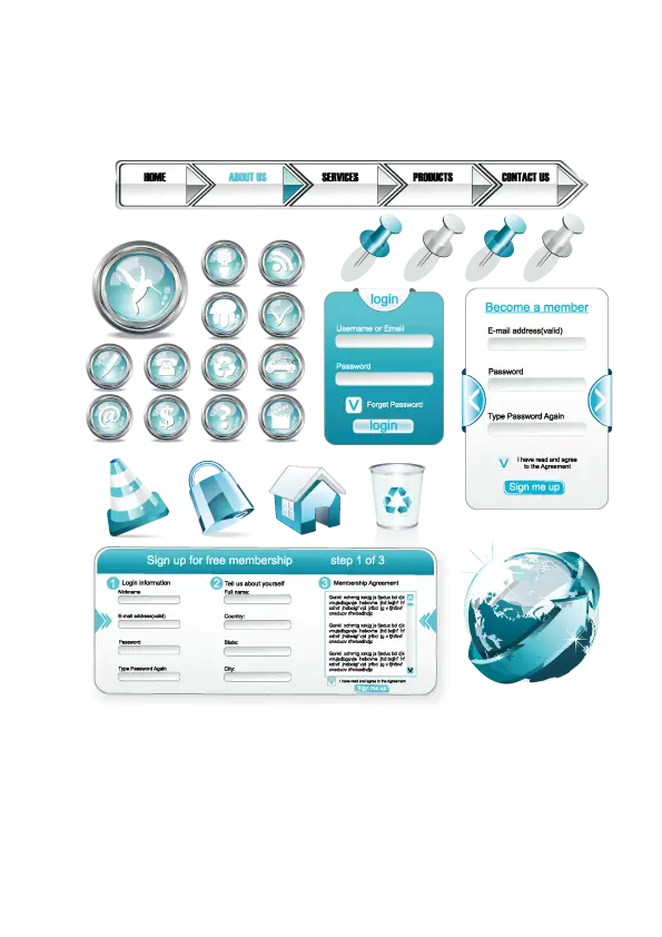 Web Interface Elements and Icons