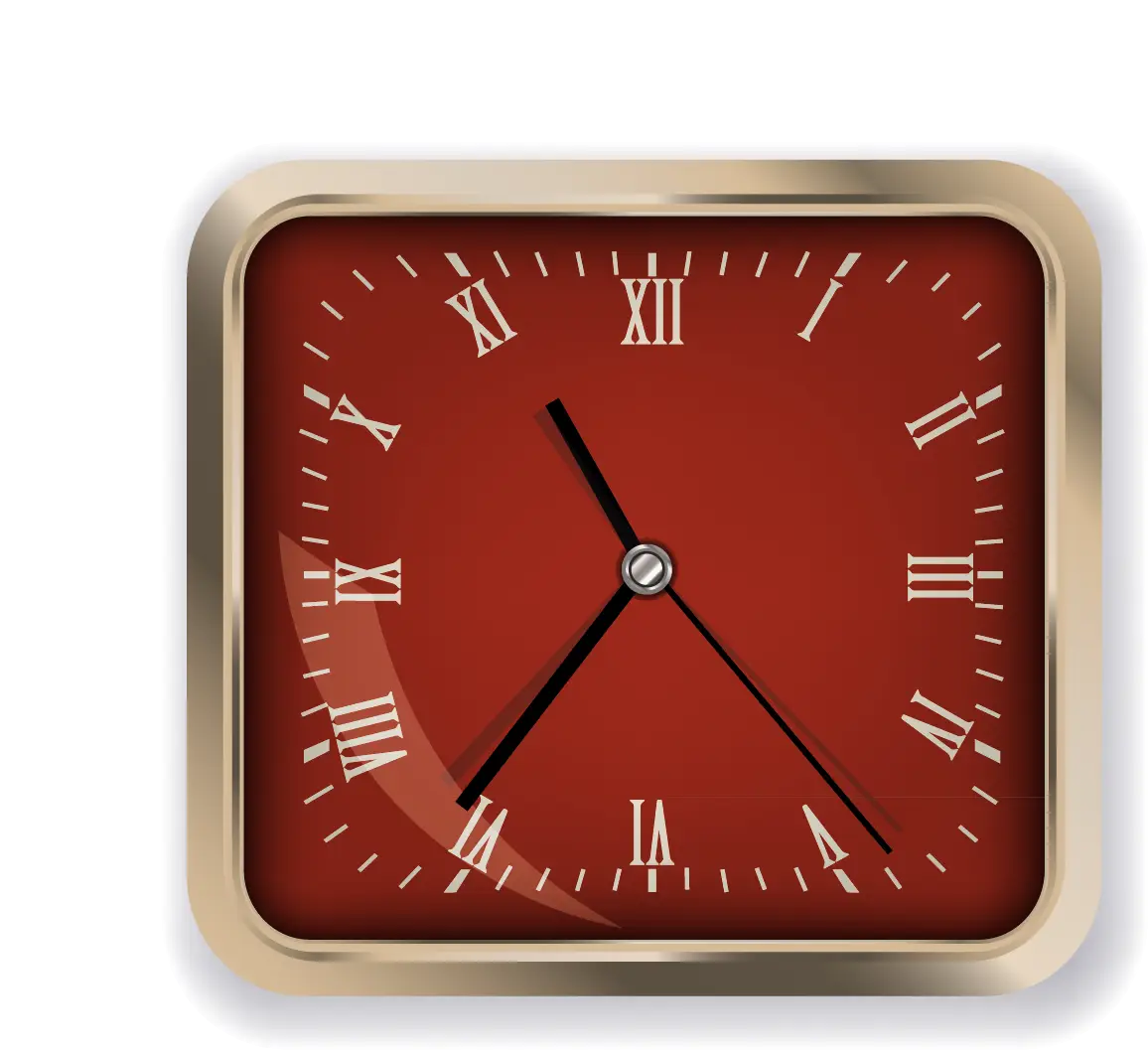 Rectangular Red Wall Clock with Roman Numerals