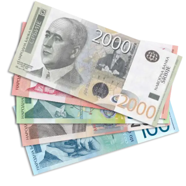 Serbian Banknotes in Various Denominations