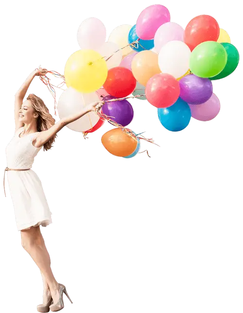Woman with Colorful Balloons
