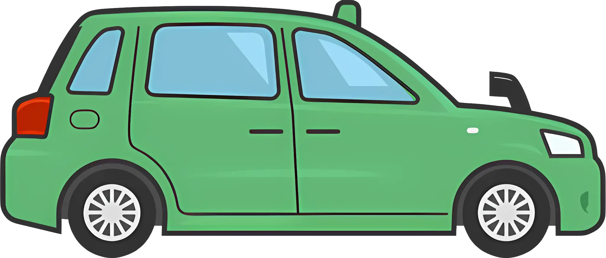 Simple Green Compact Car Illustration