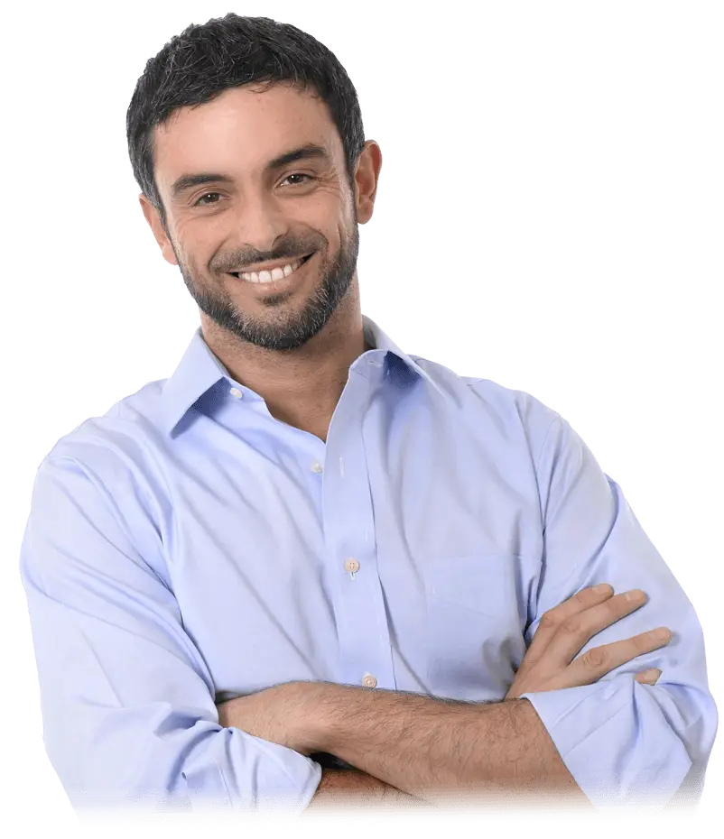Smiling Man in a Blue Shirt