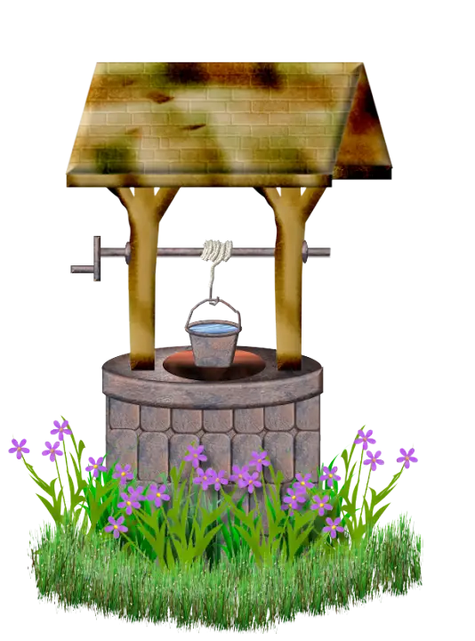 Vintage Well with Flowers Illustration