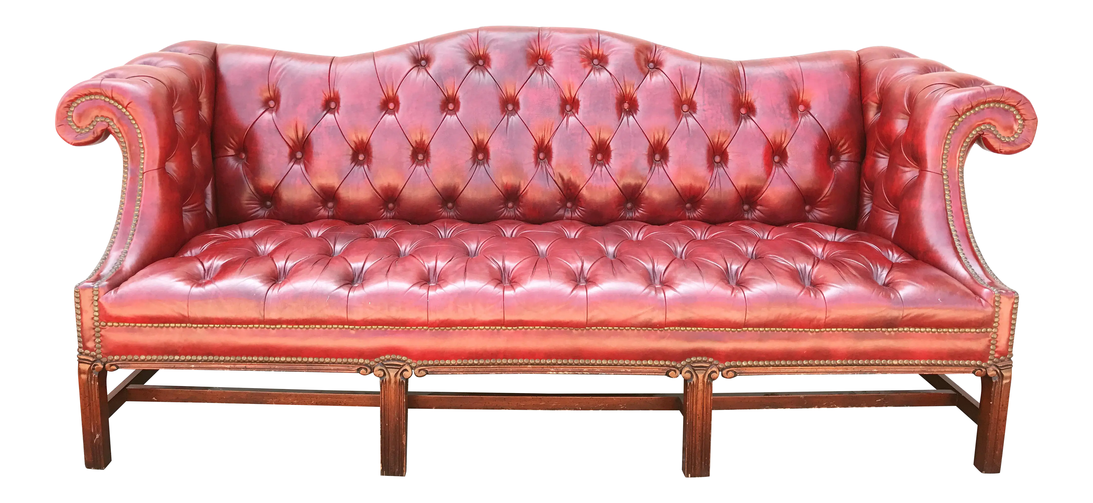 Classic Red Leather Sofa