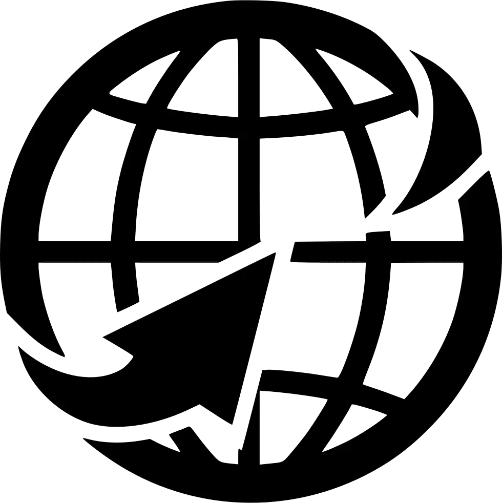 Black Globe with Arrow Icon