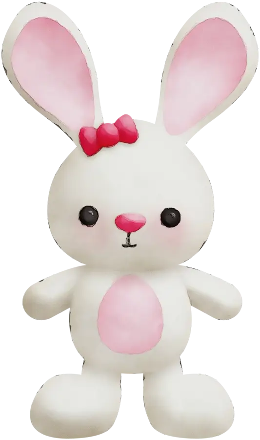 Adorable White and Pink Bunny Toy Illustration