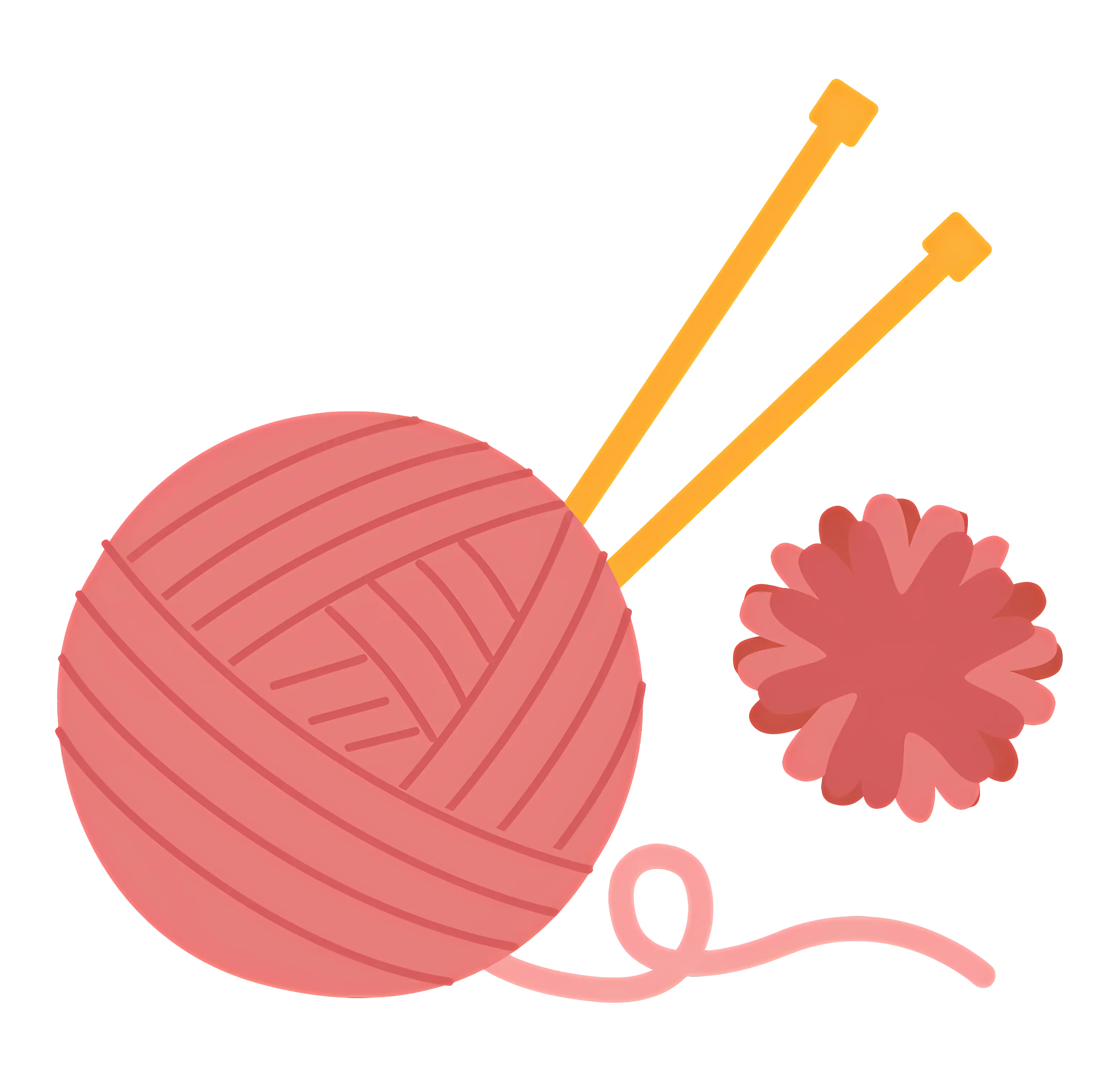 Pink Yarn Ball with Knitting Needles