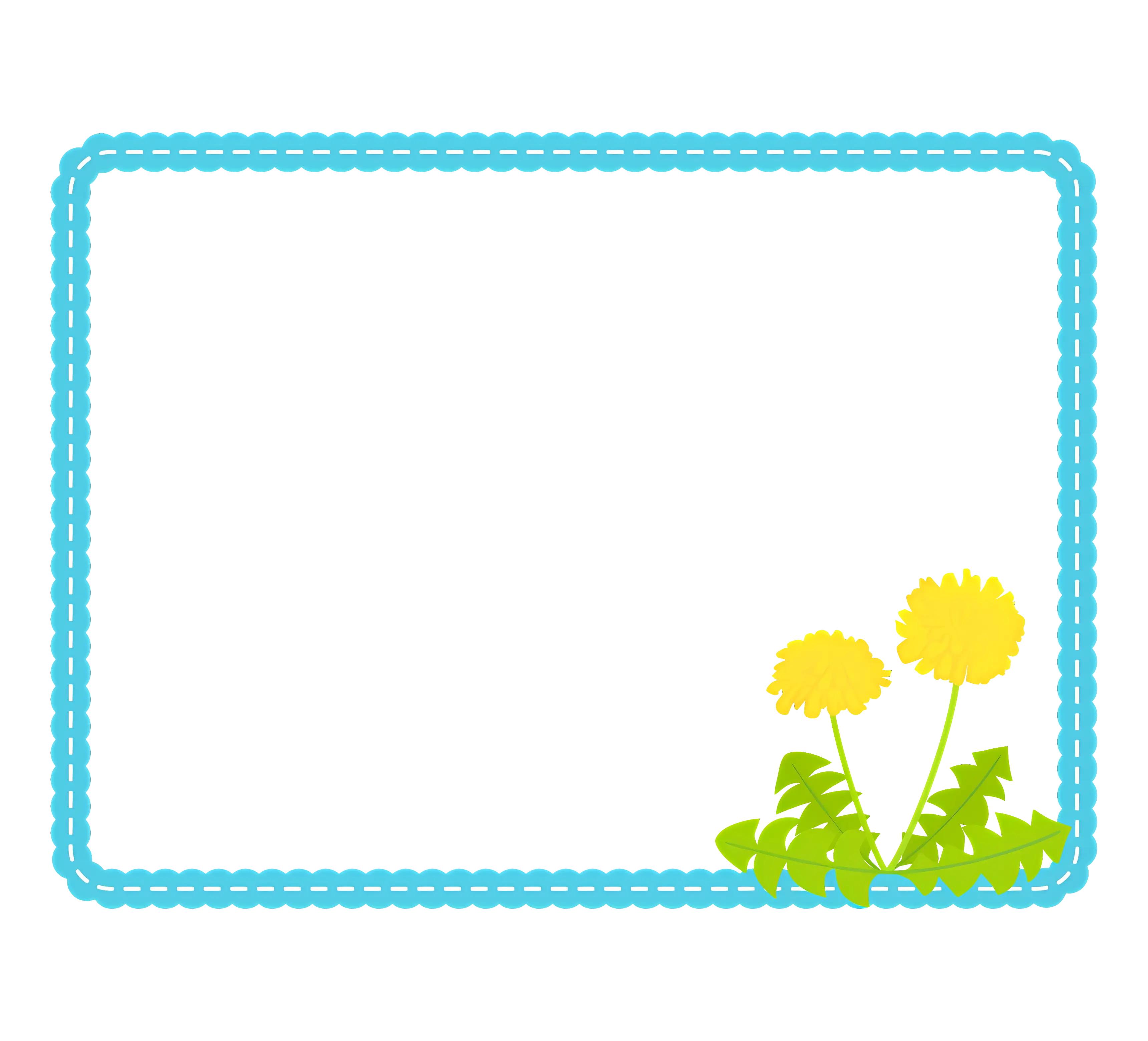 Rectangular Frame with Yellow Flowers and Leaves
