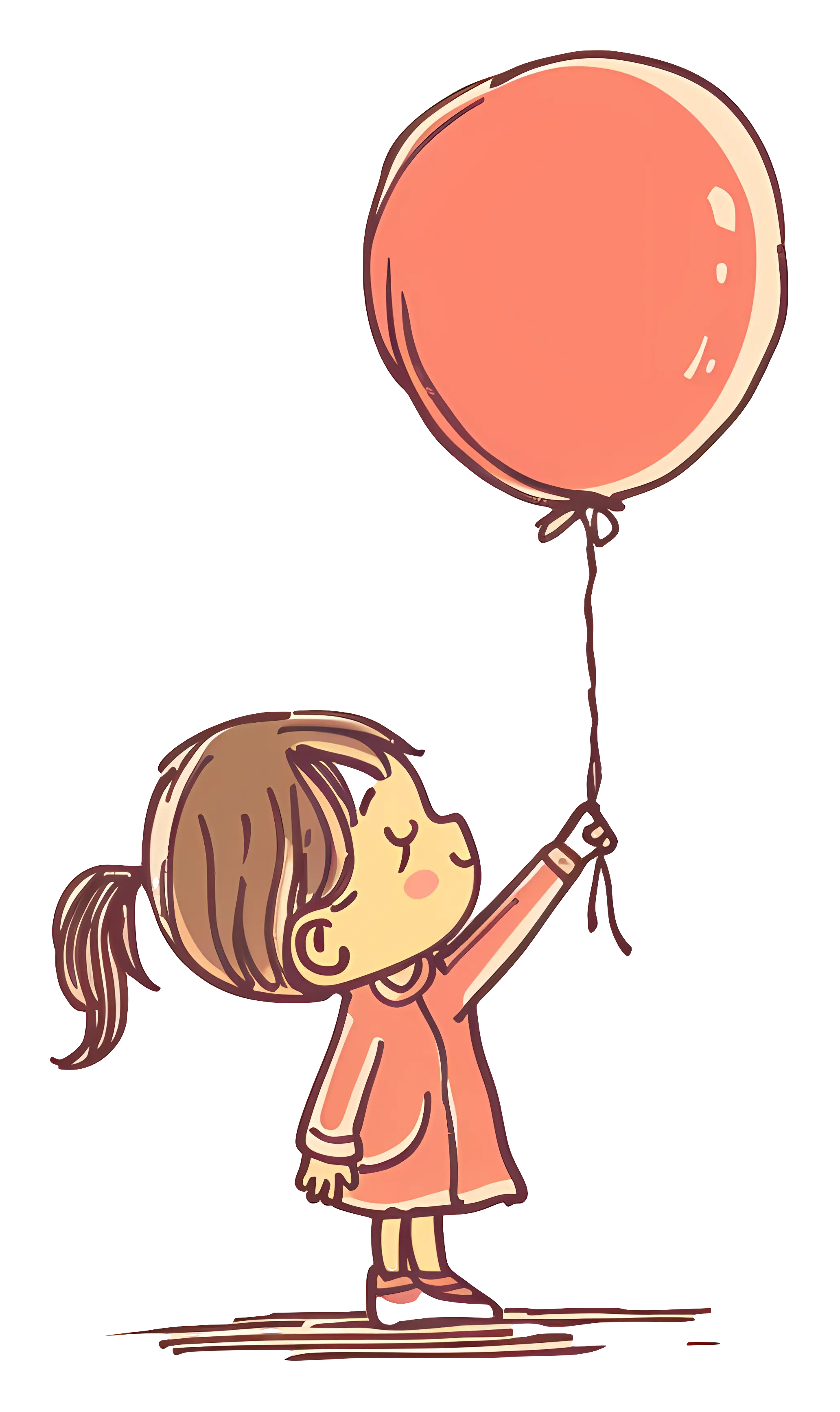 Cute Girl Holding Orange Balloon