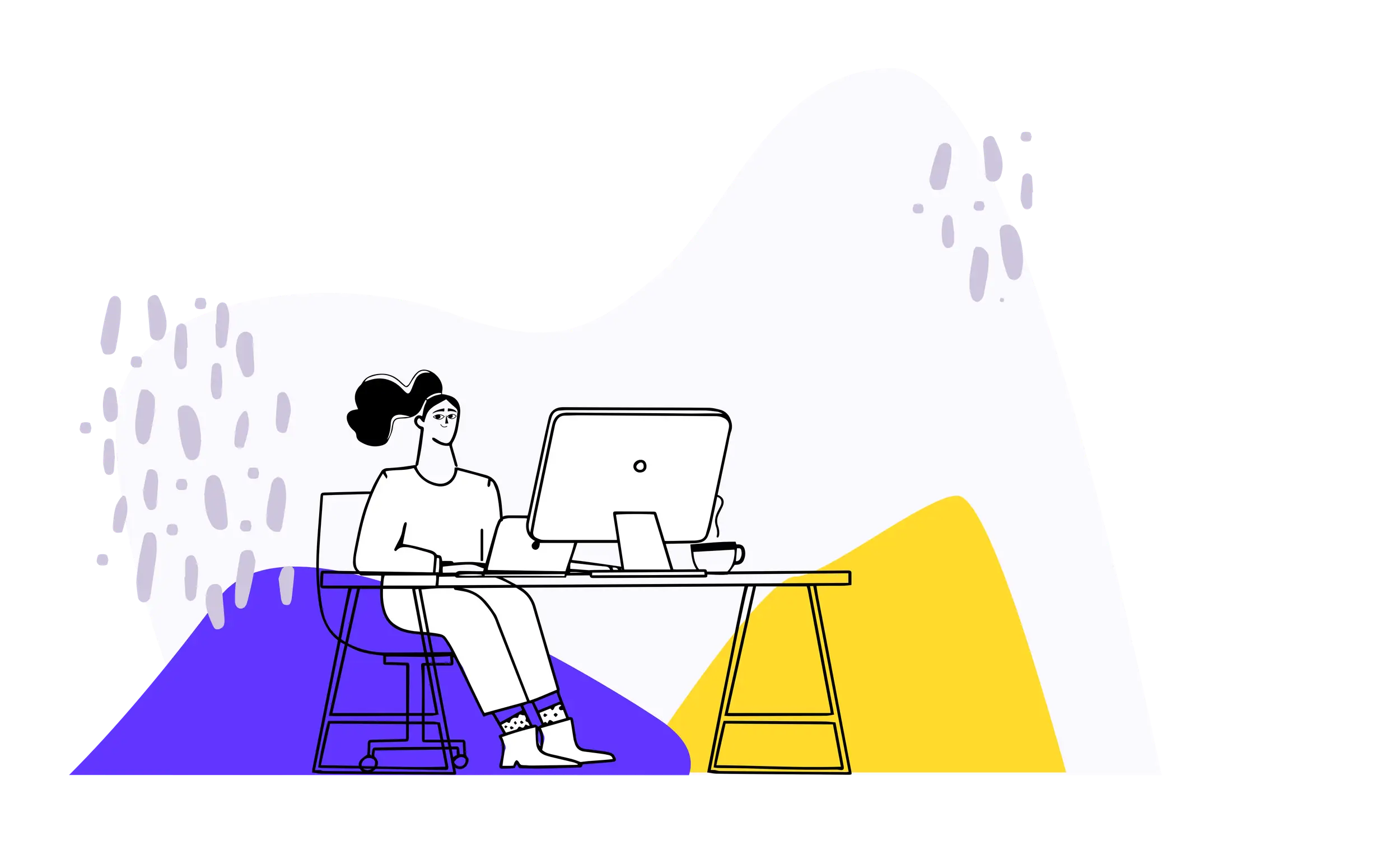 Person Working at Computer Desk Illustration