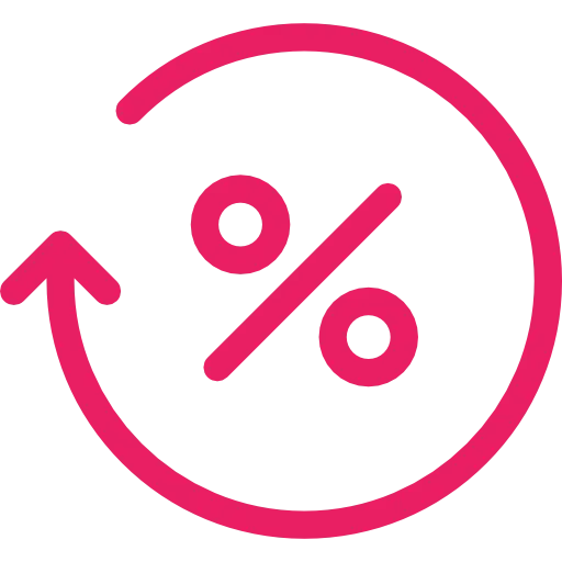 Pink Percentage Symbol with Up Arrow