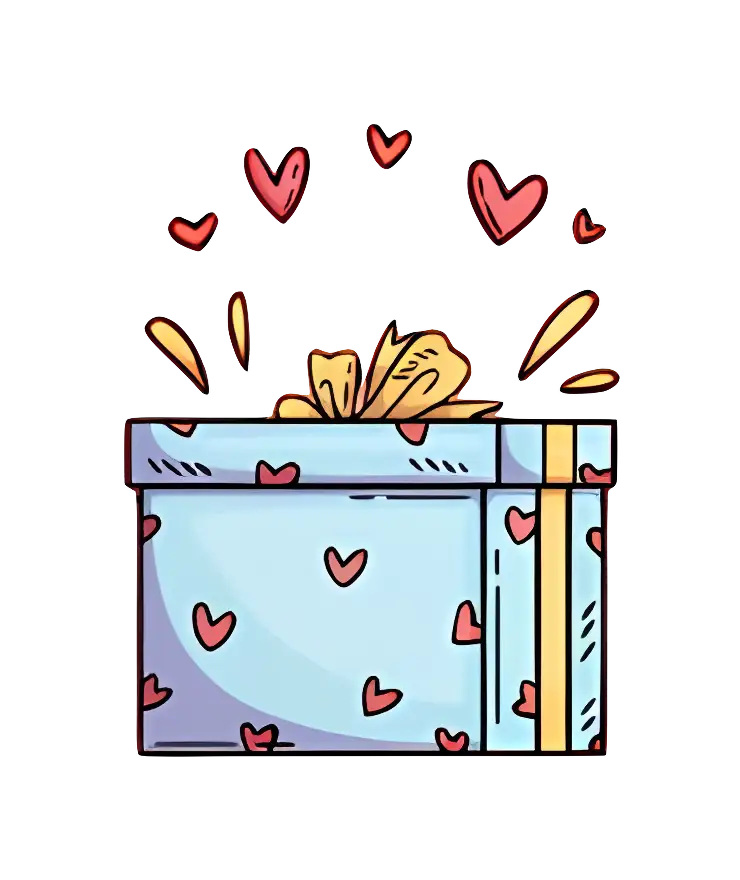 Blue Gift Box with Hearts