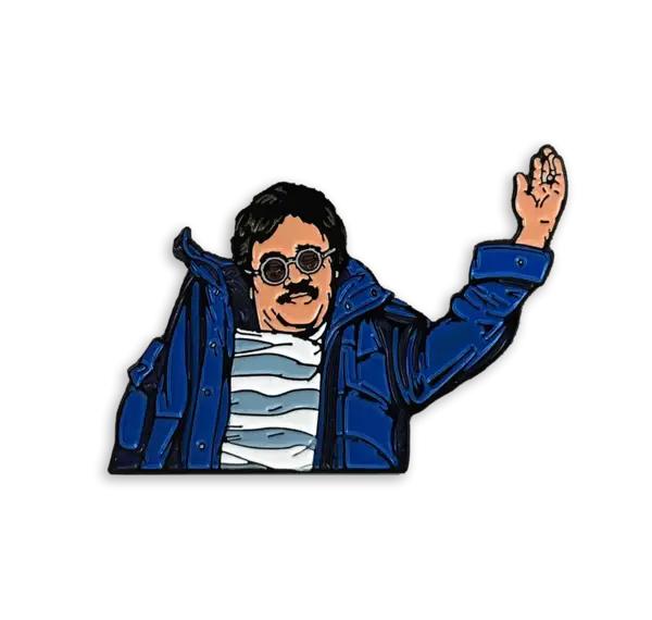 Man in Blue Jacket Waving