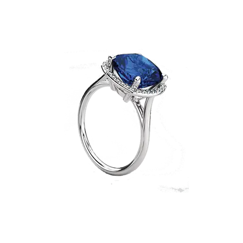 Silver Ring with Blue Gemstone Centerpiece