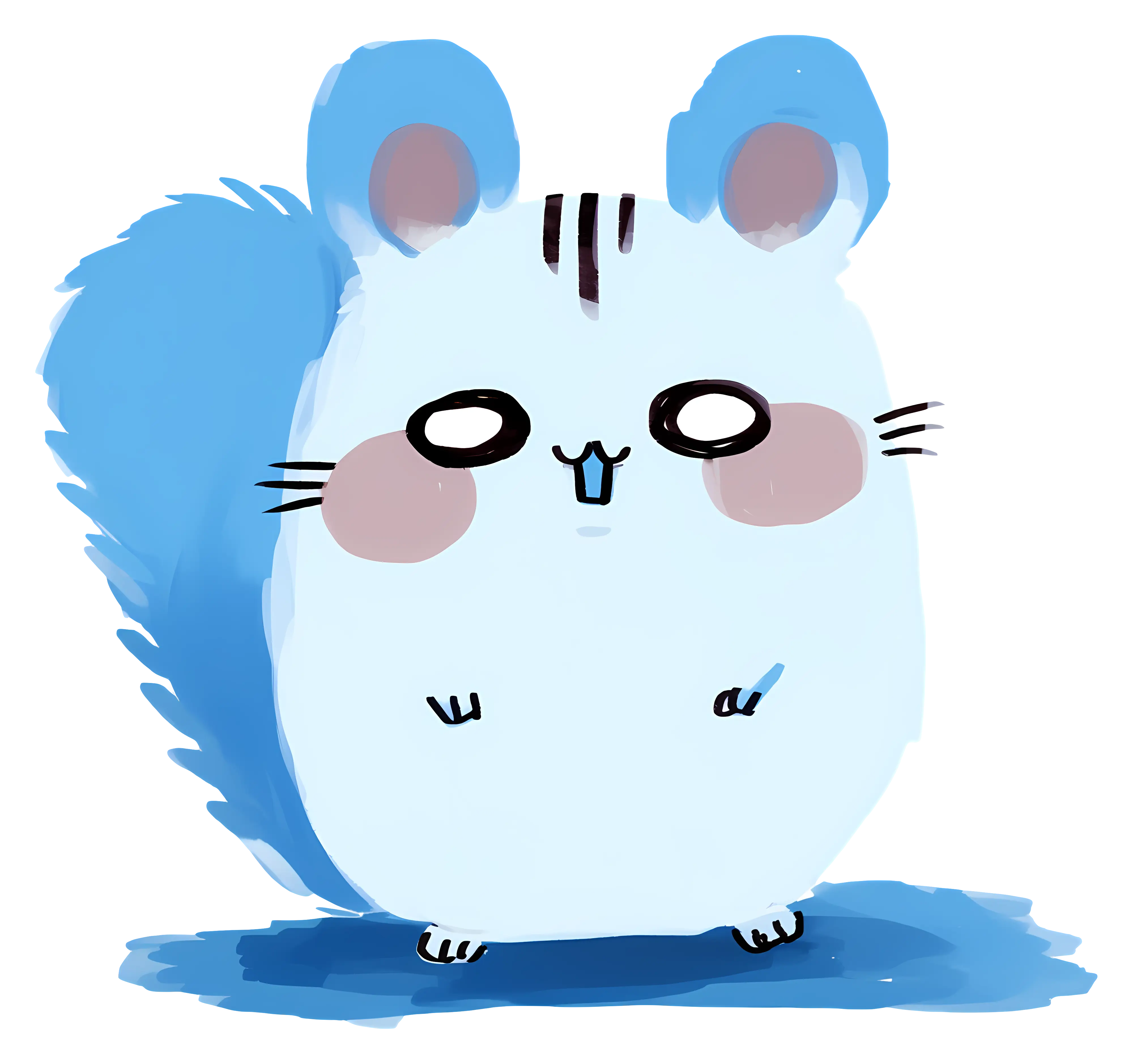 Blue Chubby Animal Cartoon Illustration